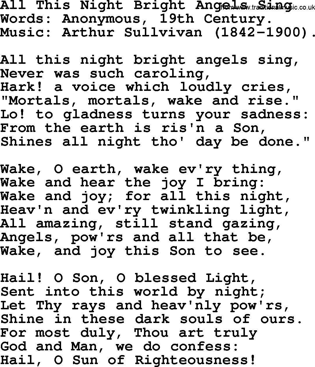 Hymns about Angels, Hymn: All This Night Bright Angels Sing.txt lyrics with PDF
