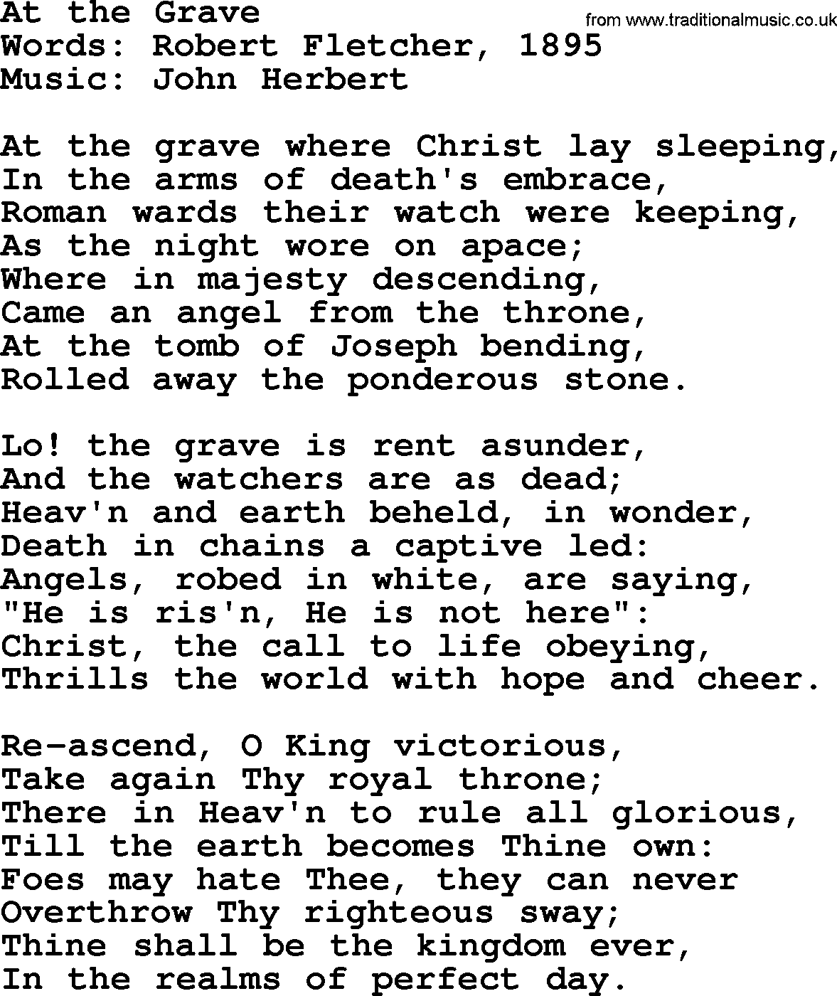 Hymns about Angels, Hymn: At The Grave.txt lyrics with PDF