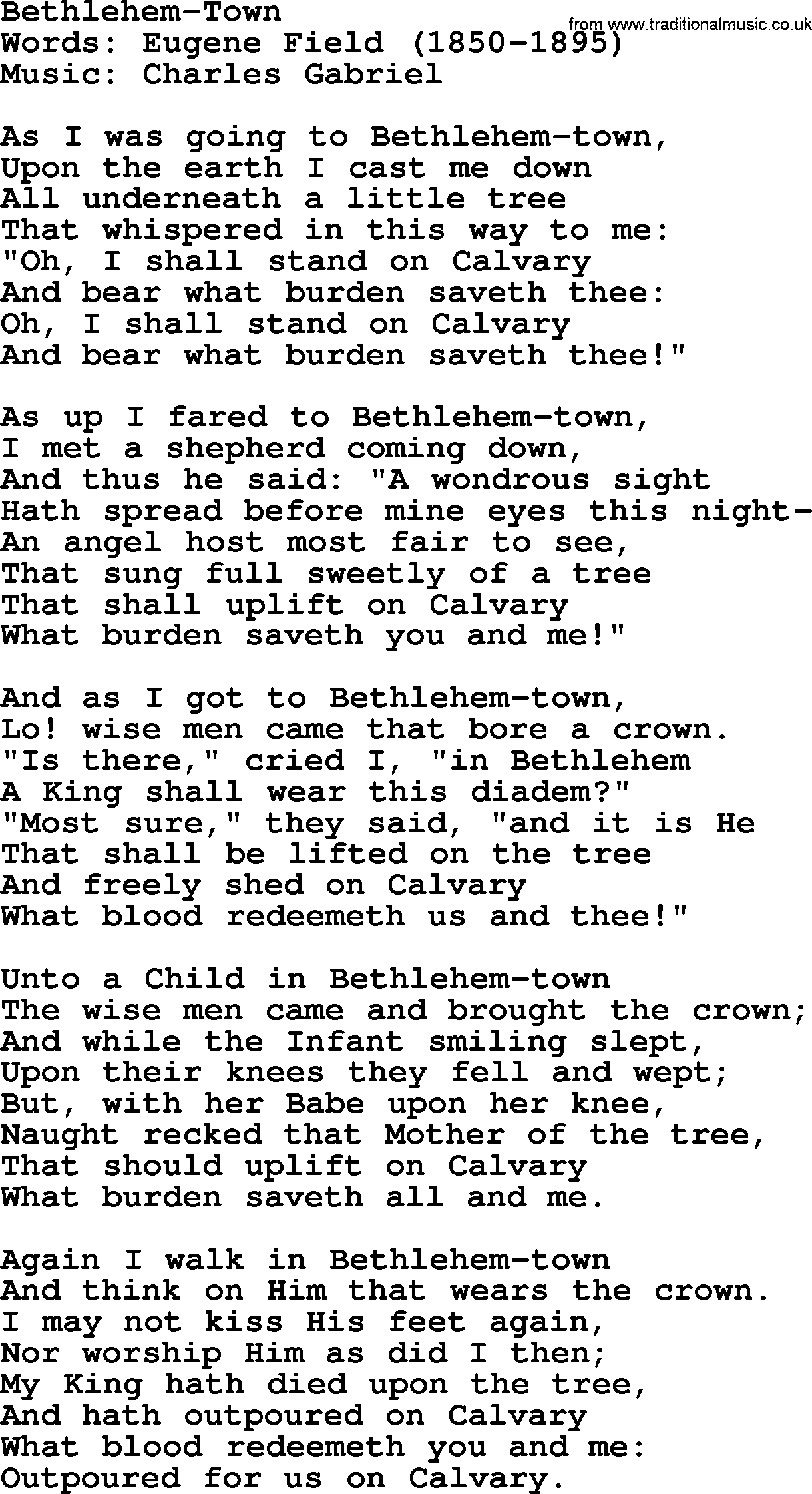 Hymns about Angels, Hymn: Bethlehem-town.txt lyrics with PDF