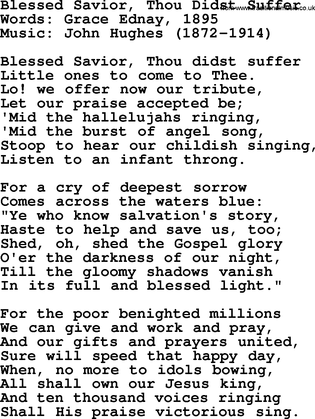 Hymns about Angels, Hymn: Blessed Savior, Thou Didst Suffer.txt lyrics with PDF