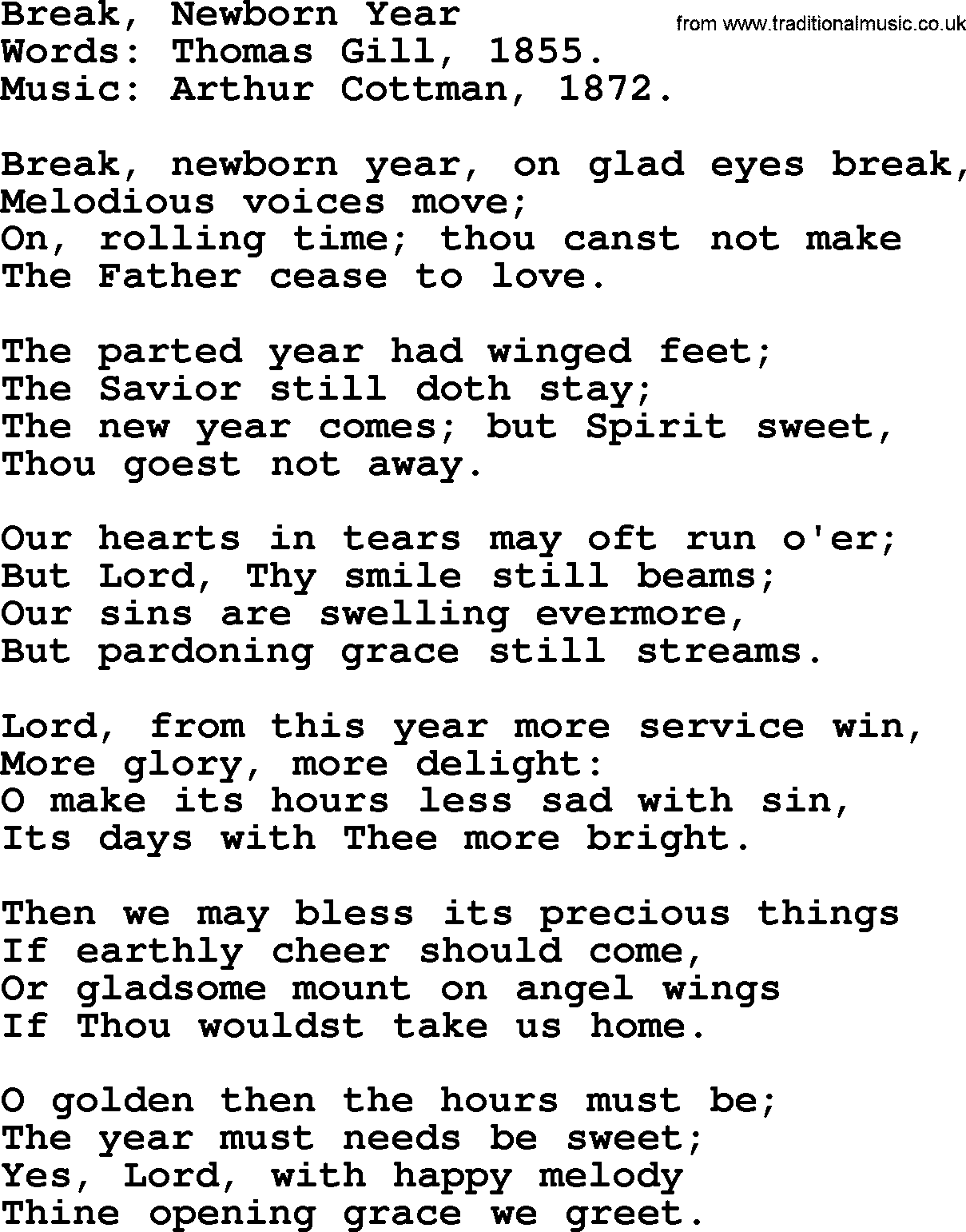 Hymns about Angels, Hymn: Break, Newborn Year.txt lyrics with PDF