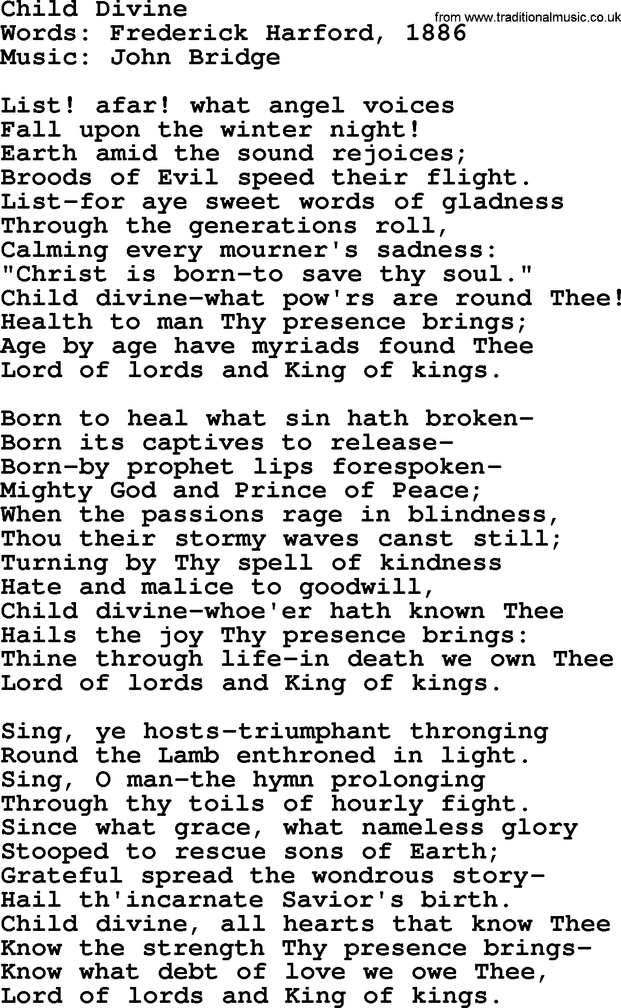 Hymns about Angels, Hymn: Child Divine.txt lyrics with PDF