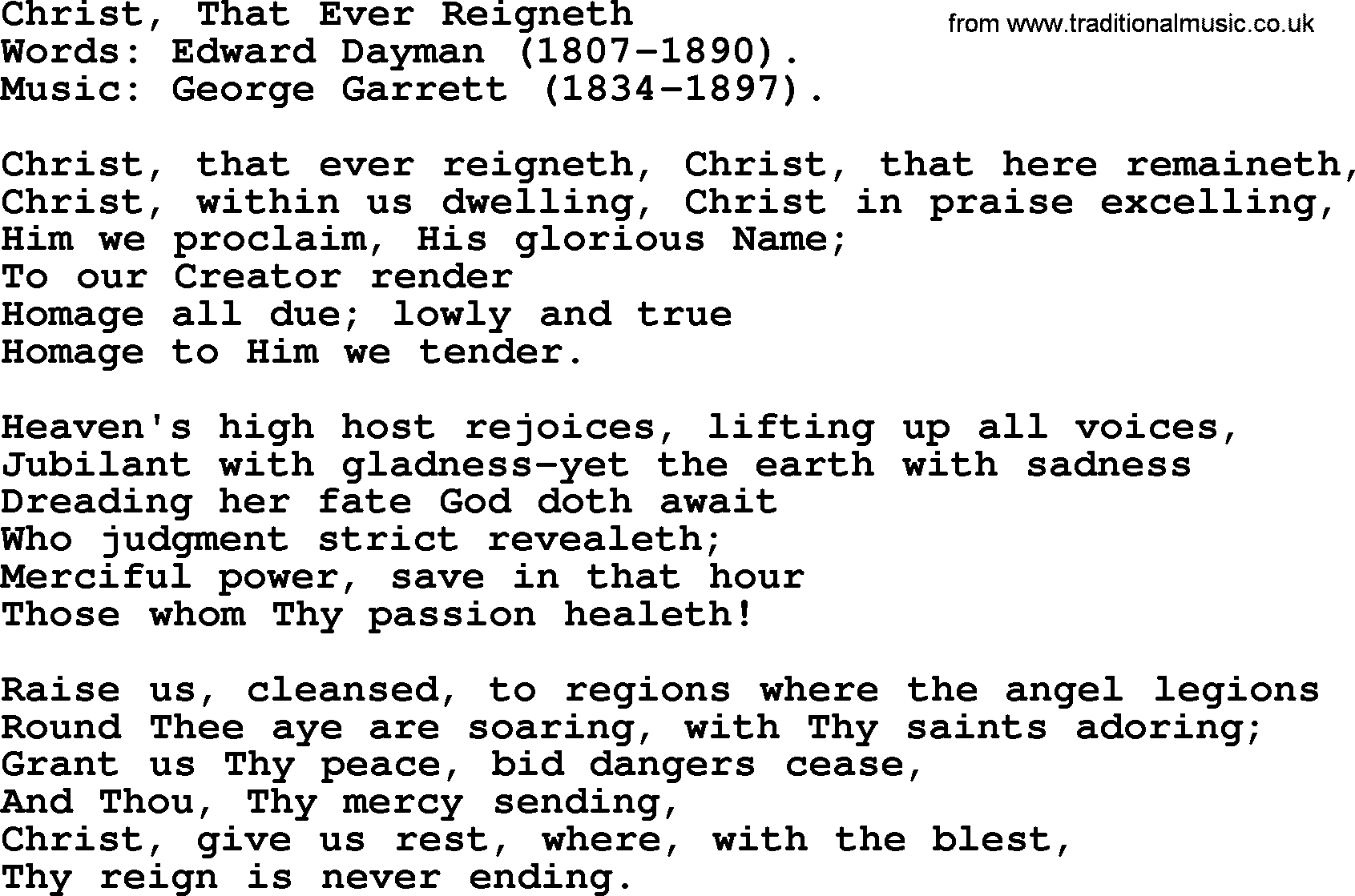 Hymns about Angels, Hymn: Christ, That Ever Reigneth.txt lyrics with PDF
