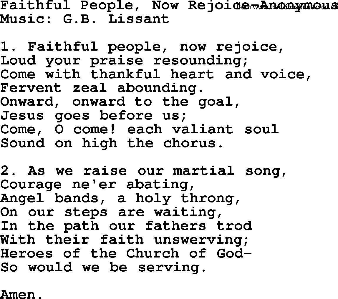 Hymns about Angels, Hymn: Faithful People, Now Rejoice-anonymous.txt lyrics with PDF