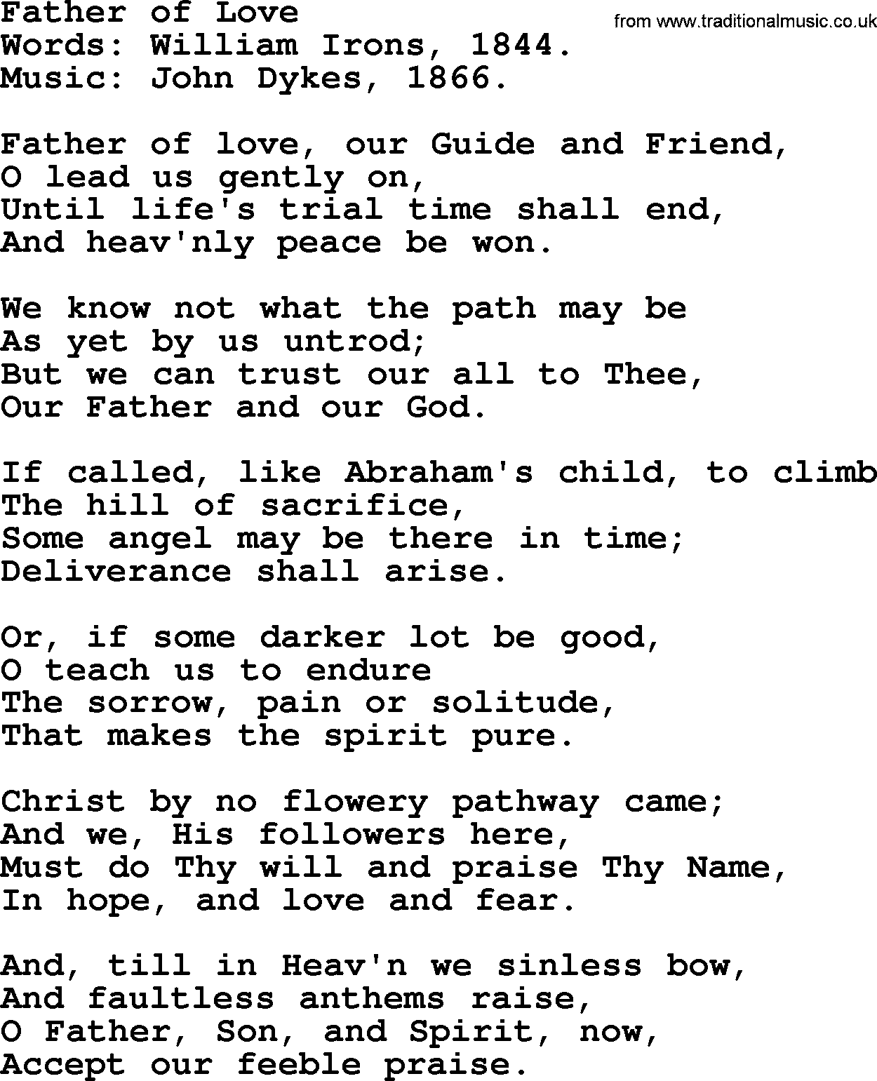 Hymns about Angels, Hymn: Father Of Love.txt lyrics with PDF