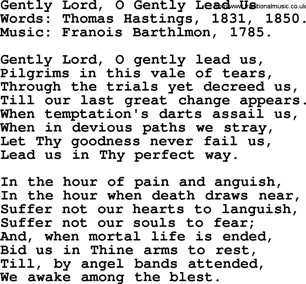 Hymns about Angels, Hymn: Gently Lord, O Gently Lead Us.txt lyrics with PDF