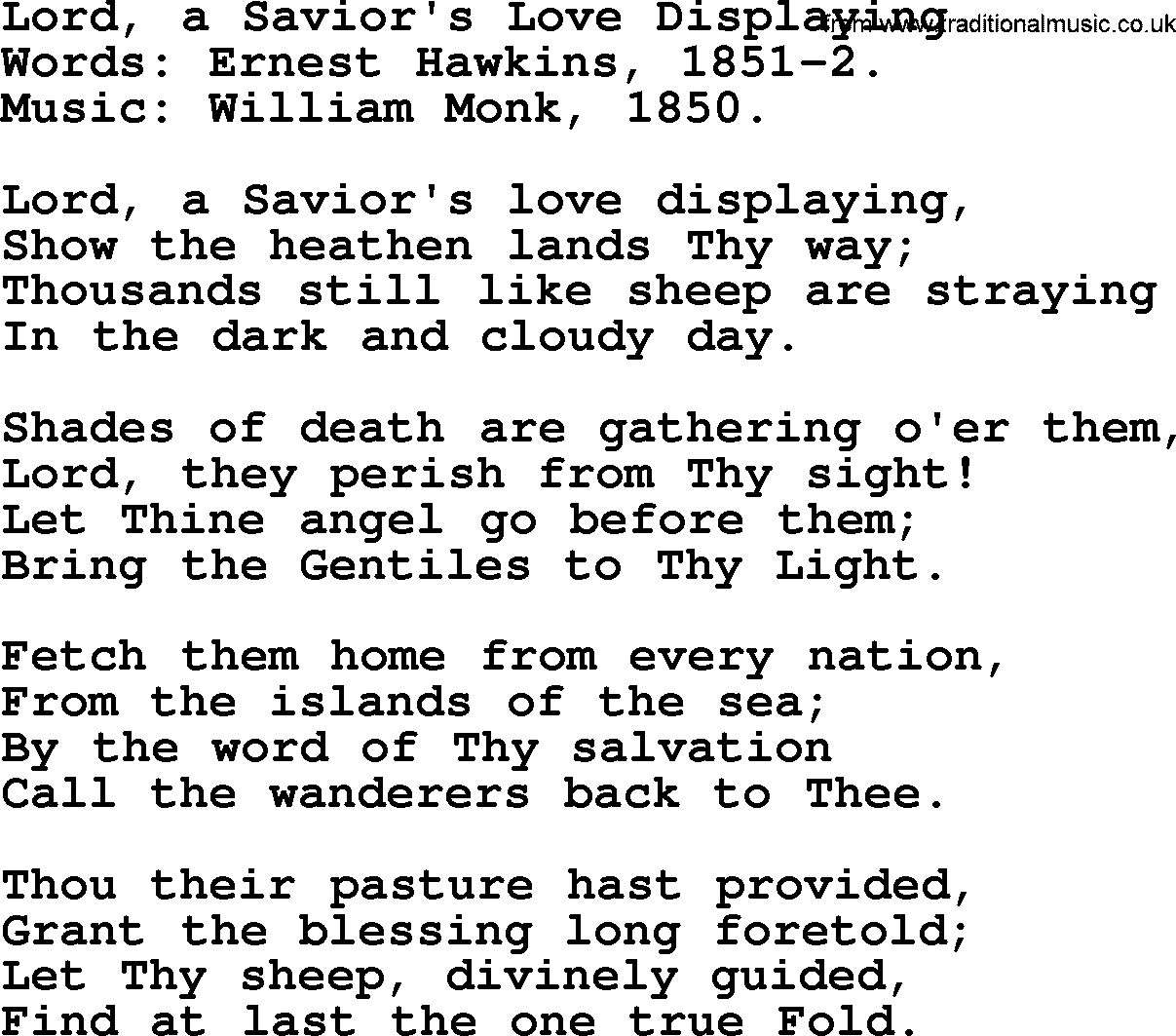 Hymns about Angels, Hymn: Lord, A Savior's Love Displaying.txt lyrics with PDF