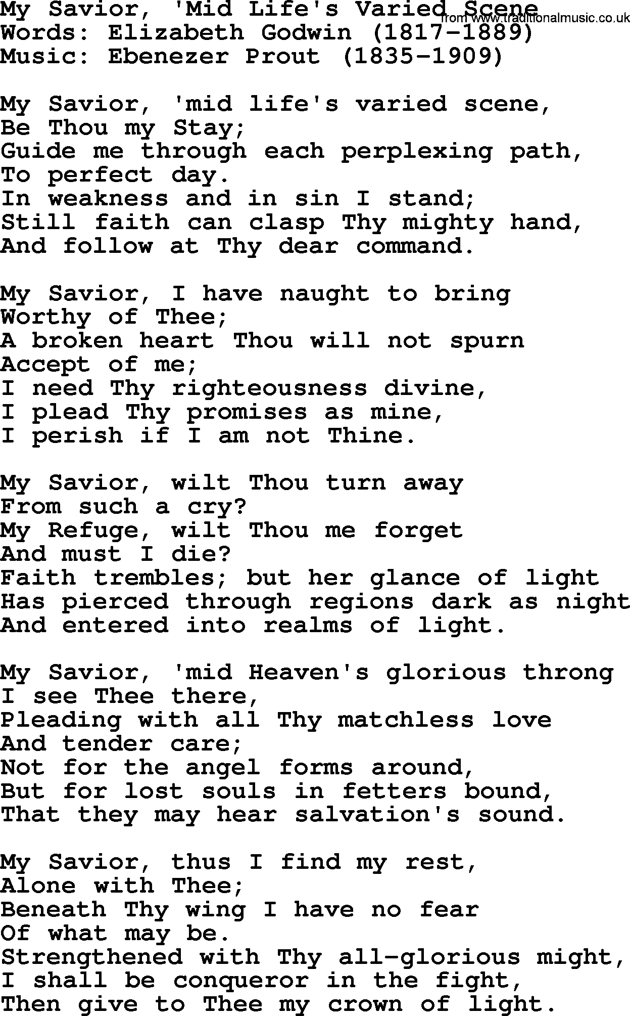Hymns about Angels, Hymn: My Savior, 'mid Life's Varied Scene.txt lyrics with PDF