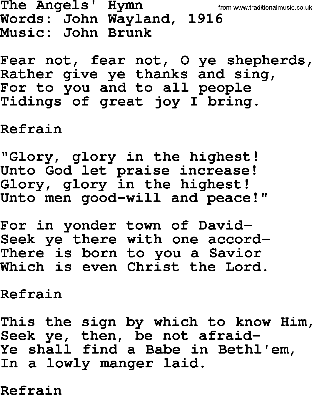 Hymns about Angels, Hymn: The Angels' Hymn.txt lyrics with PDF