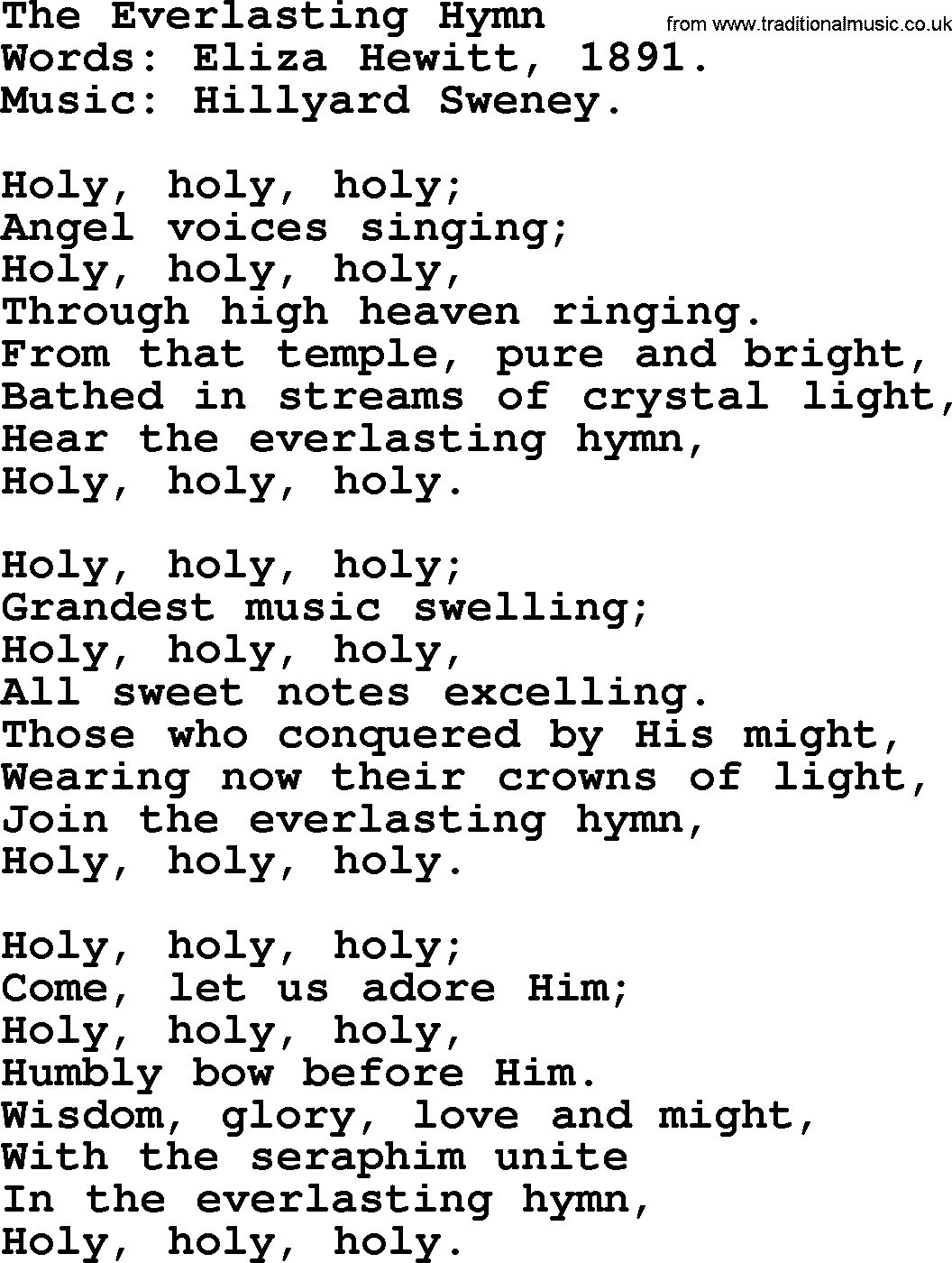 Hymns about Angels, Hymn: The Everlasting Hymn.txt lyrics with PDF