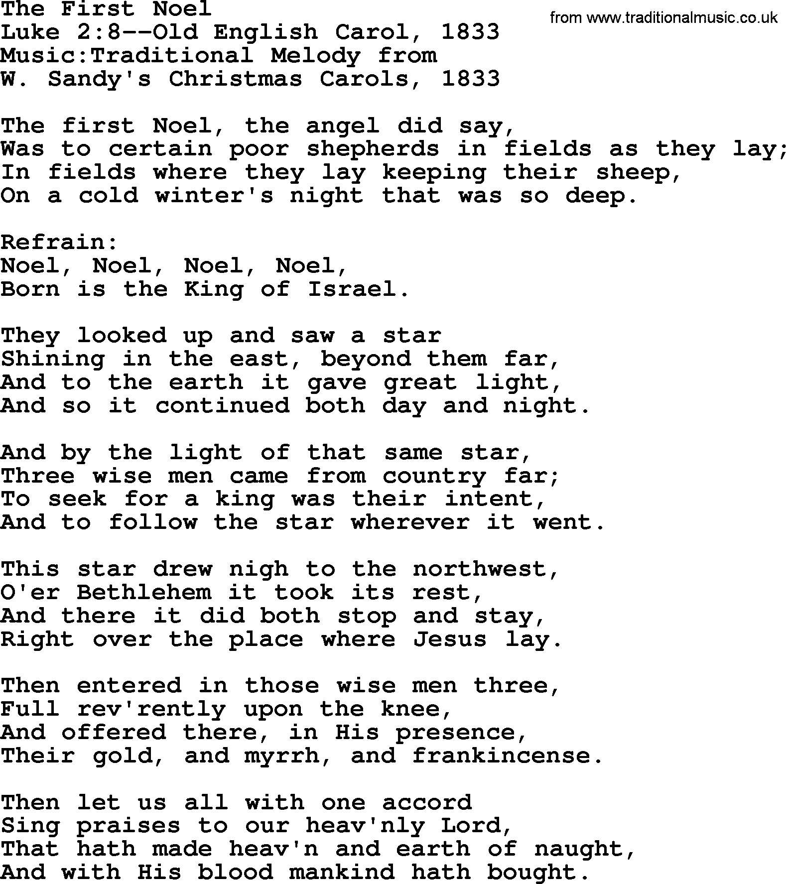 Hymns about Angels, Hymn: The First Noel.txt lyrics with PDF