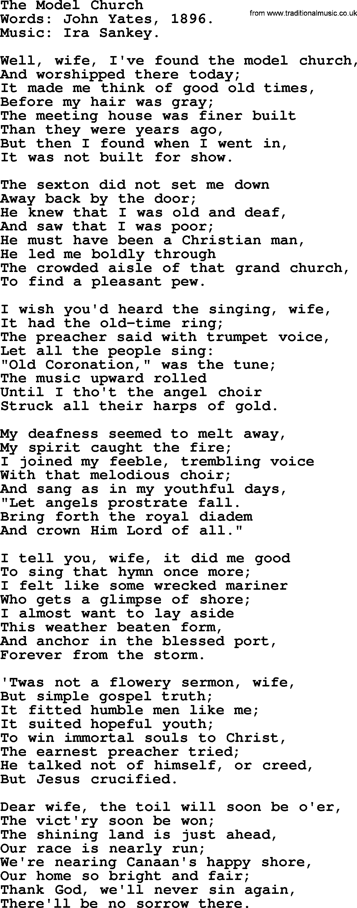 Hymns about Angels, Hymn: The Model Church.txt lyrics with PDF
