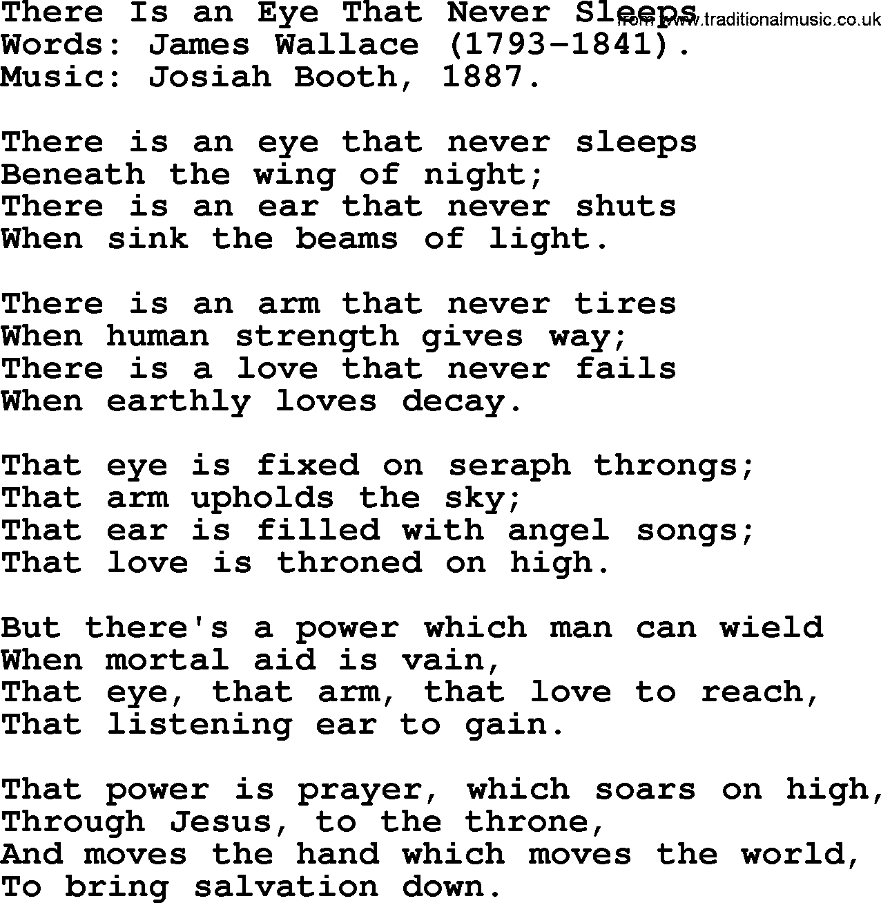 Hymns about Angels, Hymn: There Is An Eye That Never Sleeps.txt lyrics with PDF