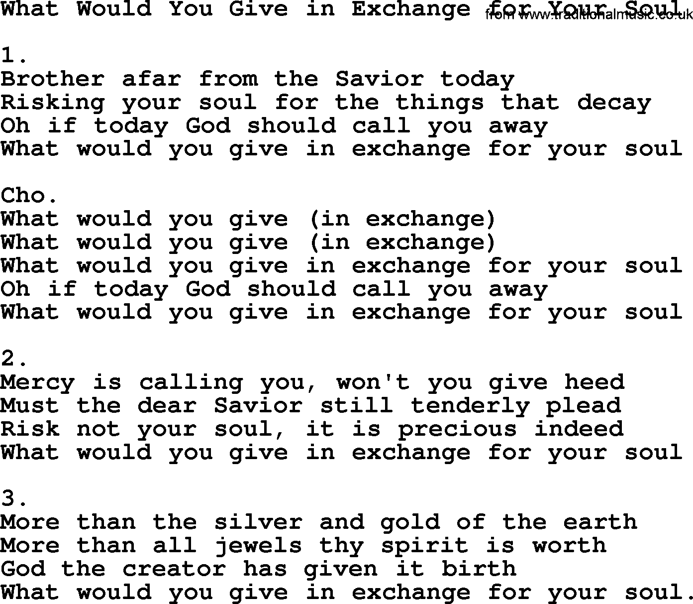 What Would You Give in Exchange for Your Soul - Apostolic and ...