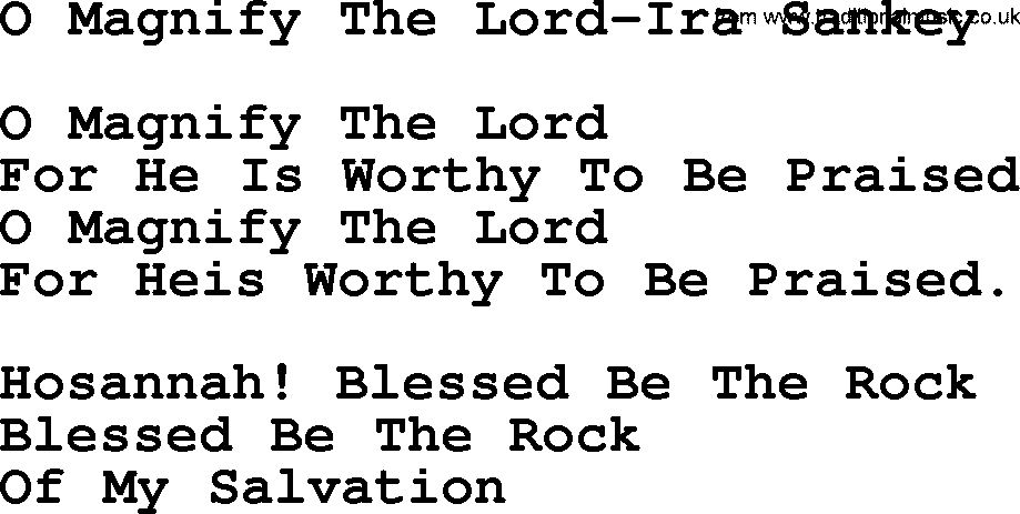 Ira Sankey hymn: O Magnify The Lord-Ira Sankey, lyrics