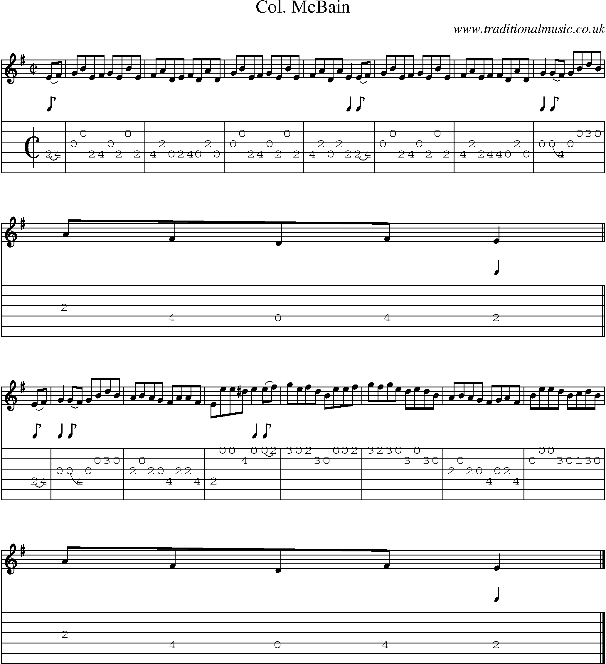 Music Score and Guitar Tabs for Col Mc Bain