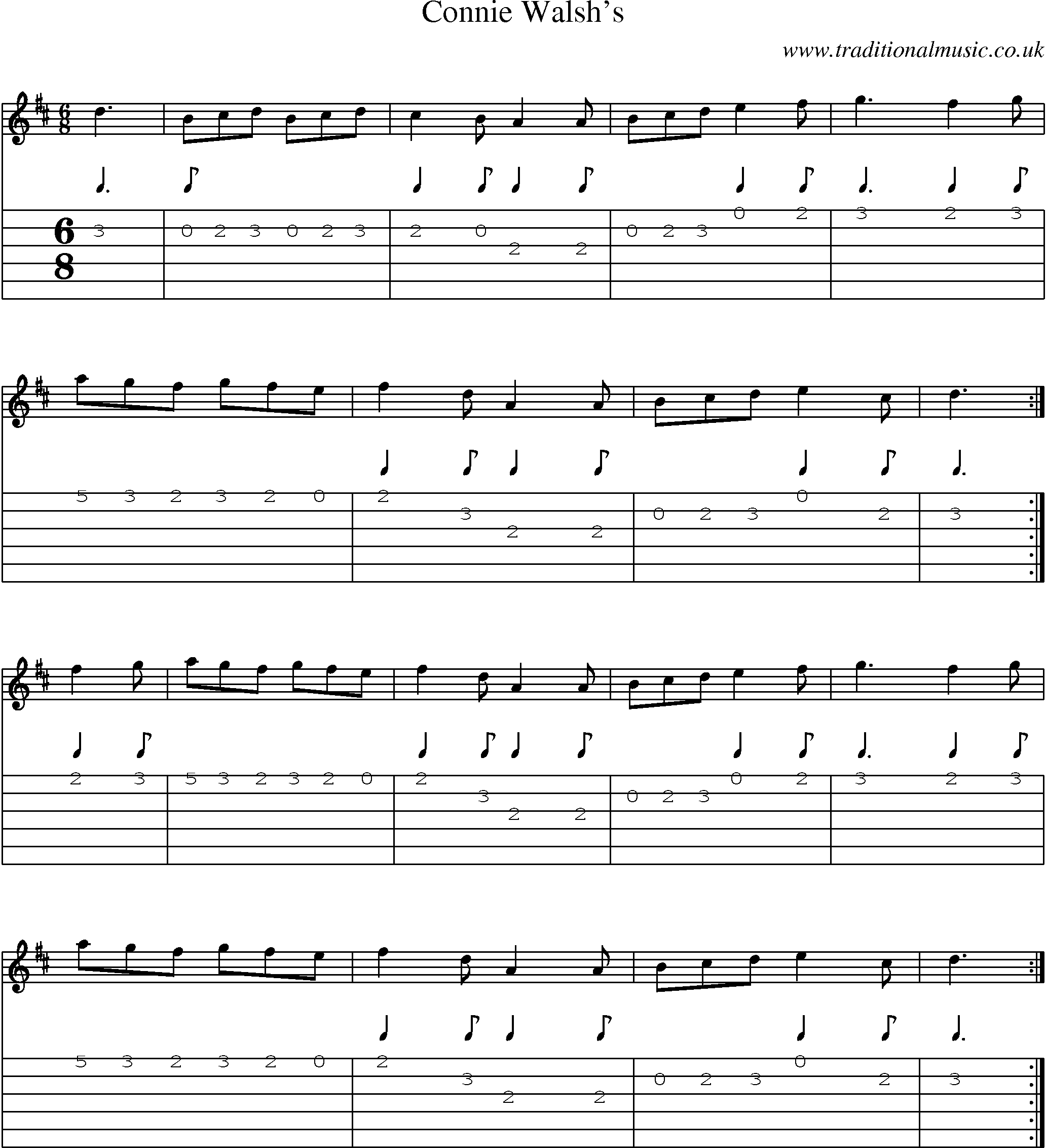 Music Score and Guitar Tabs for Connie Walshs