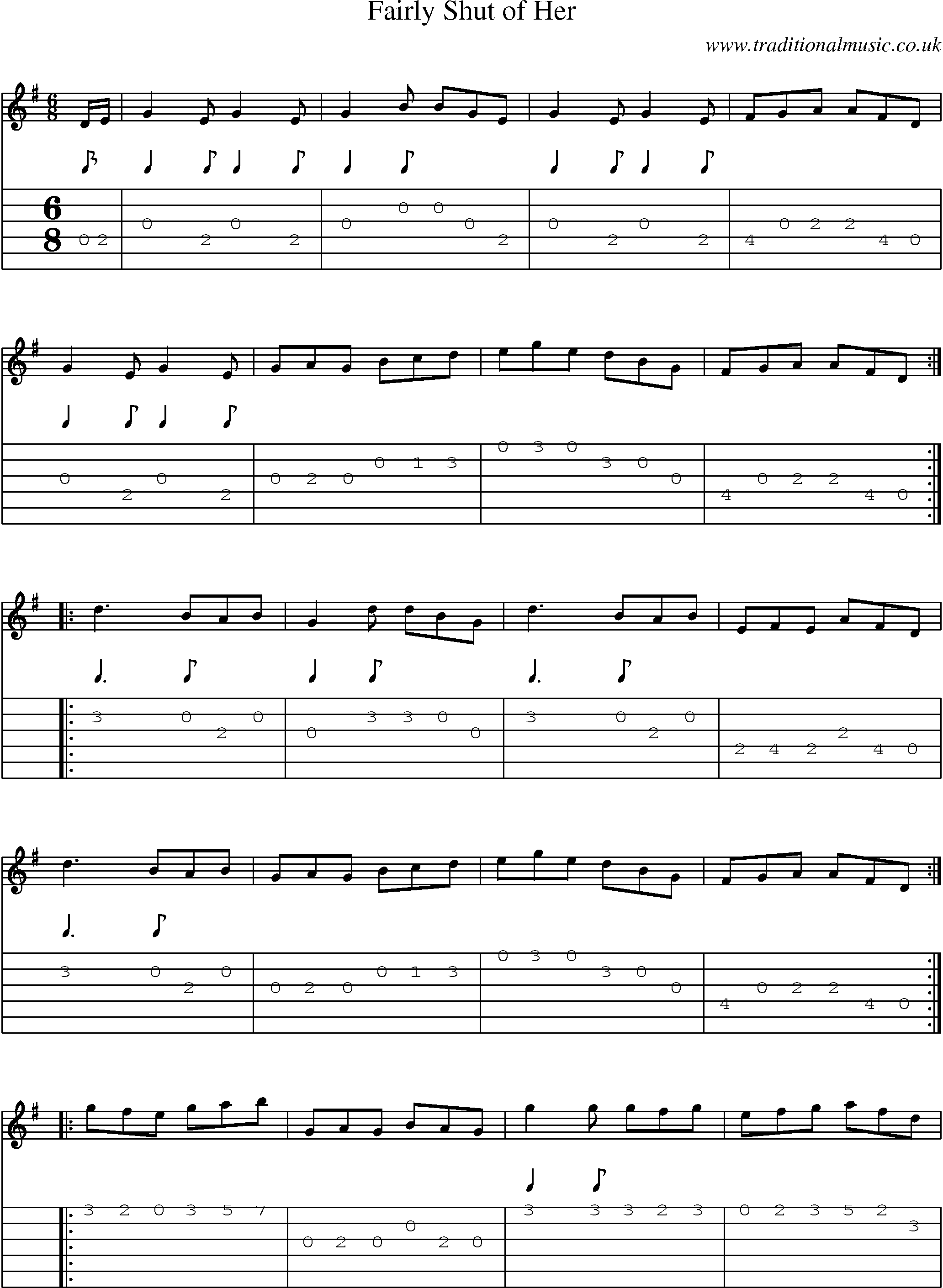 Music Score and Guitar Tabs for Fairly Shut Of Her