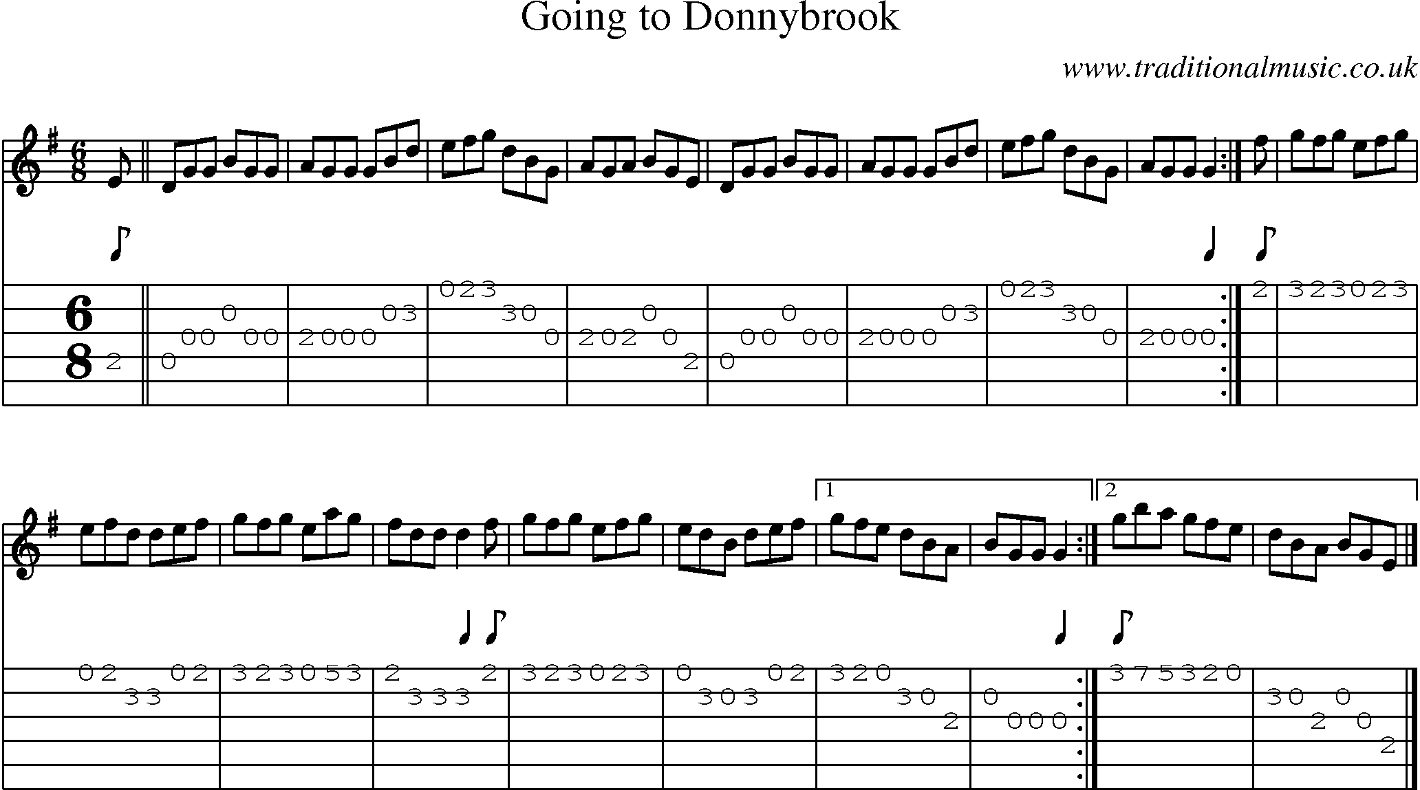 Music Score and Guitar Tabs for Going To Donnybrook