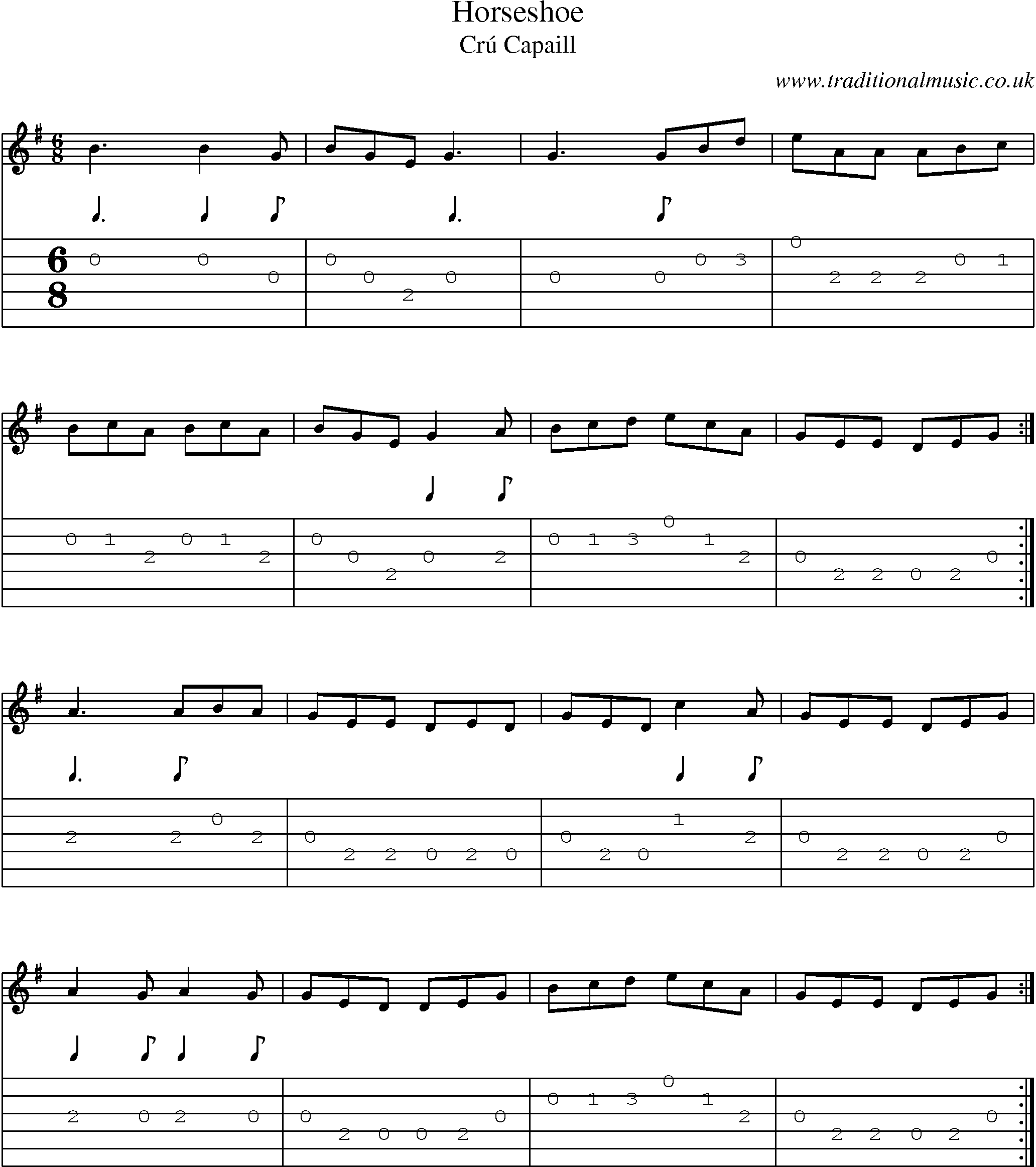 Music Score and Guitar Tabs for Horseshoe