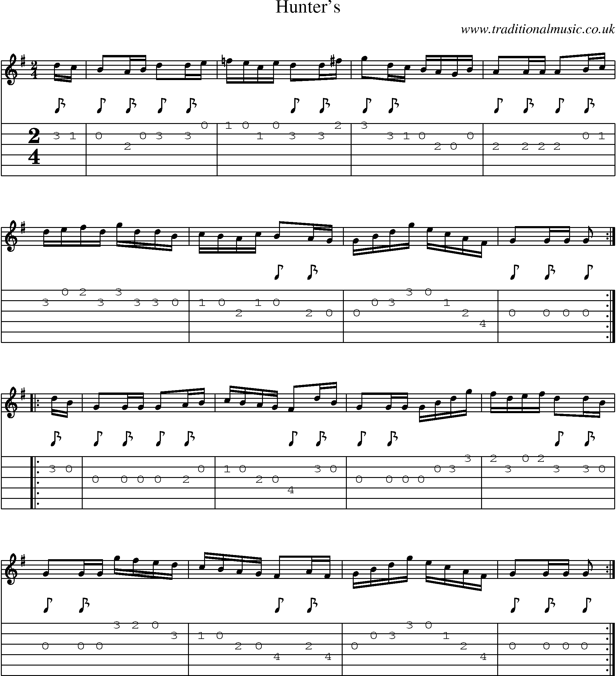 Music Score and Guitar Tabs for Hunters