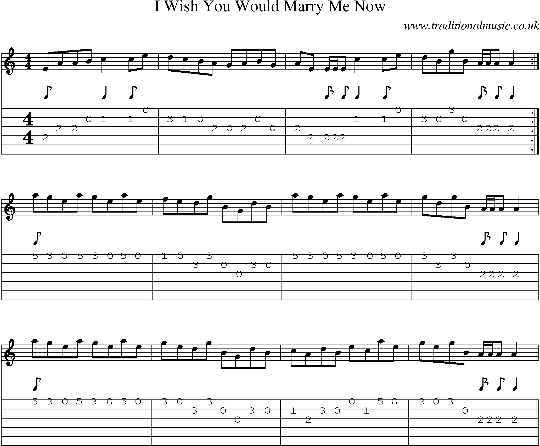 Music Score and Guitar Tabs for I Wish You Would Marry Me Now