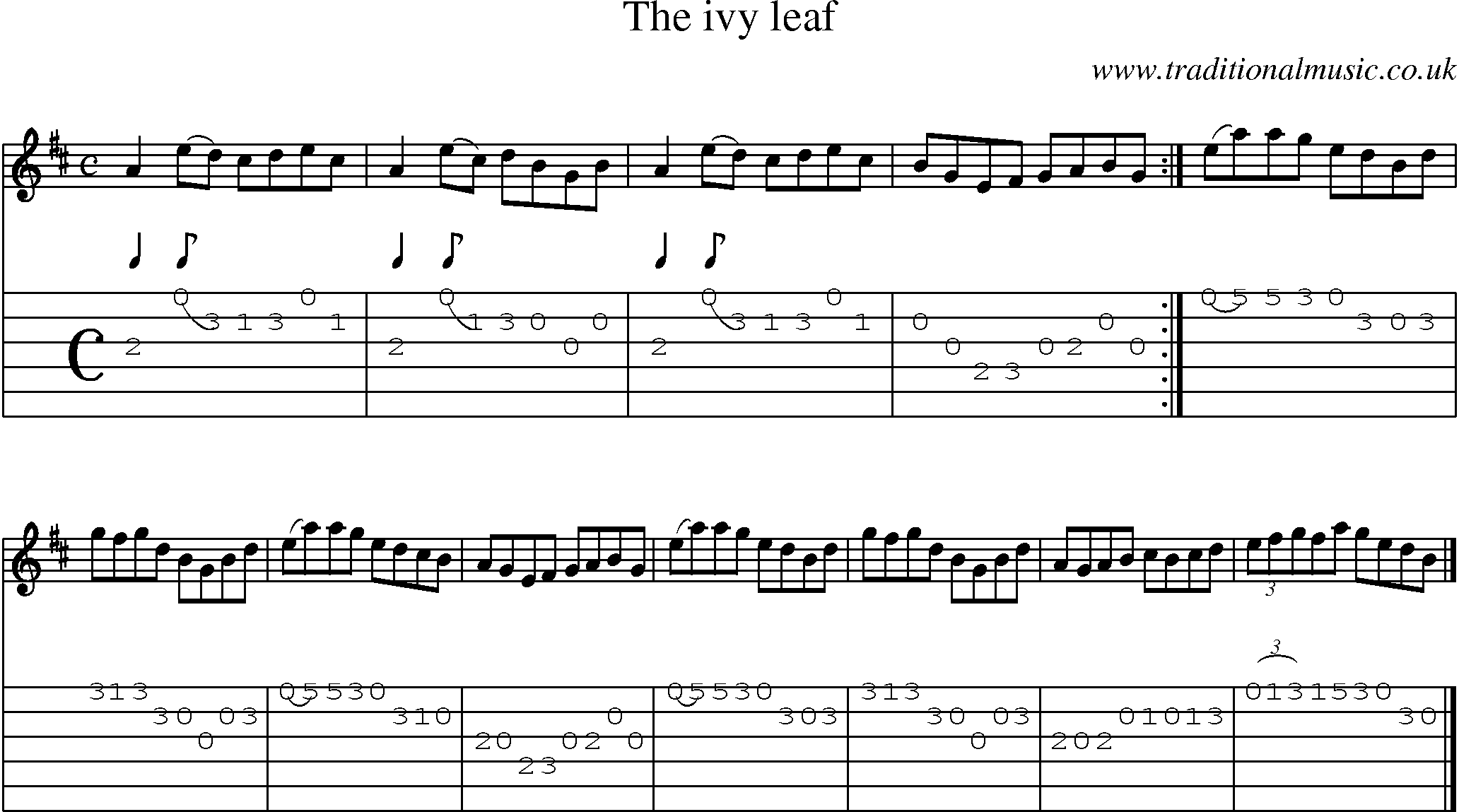 Music Score and Guitar Tabs for Ivy Leaf
