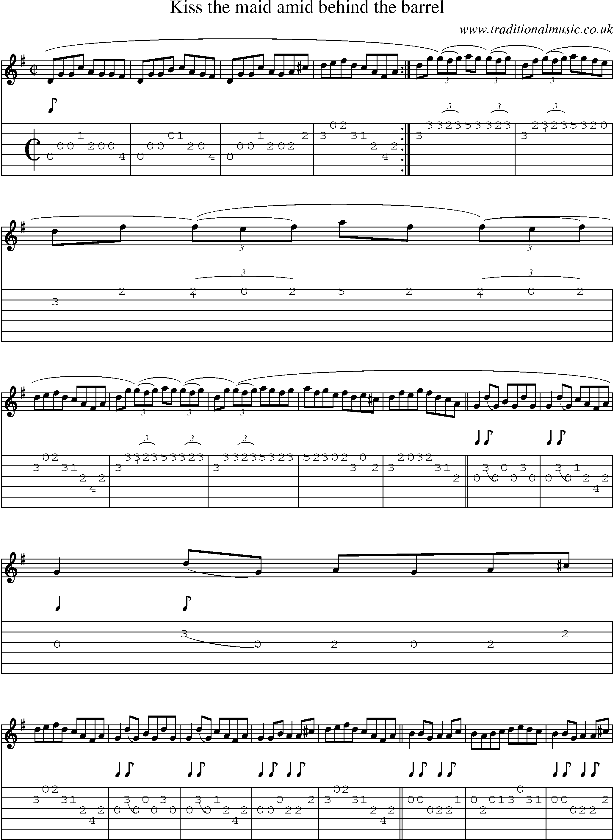 Music Score and Guitar Tabs for Kiss The Maid Amid Behind The Barrel