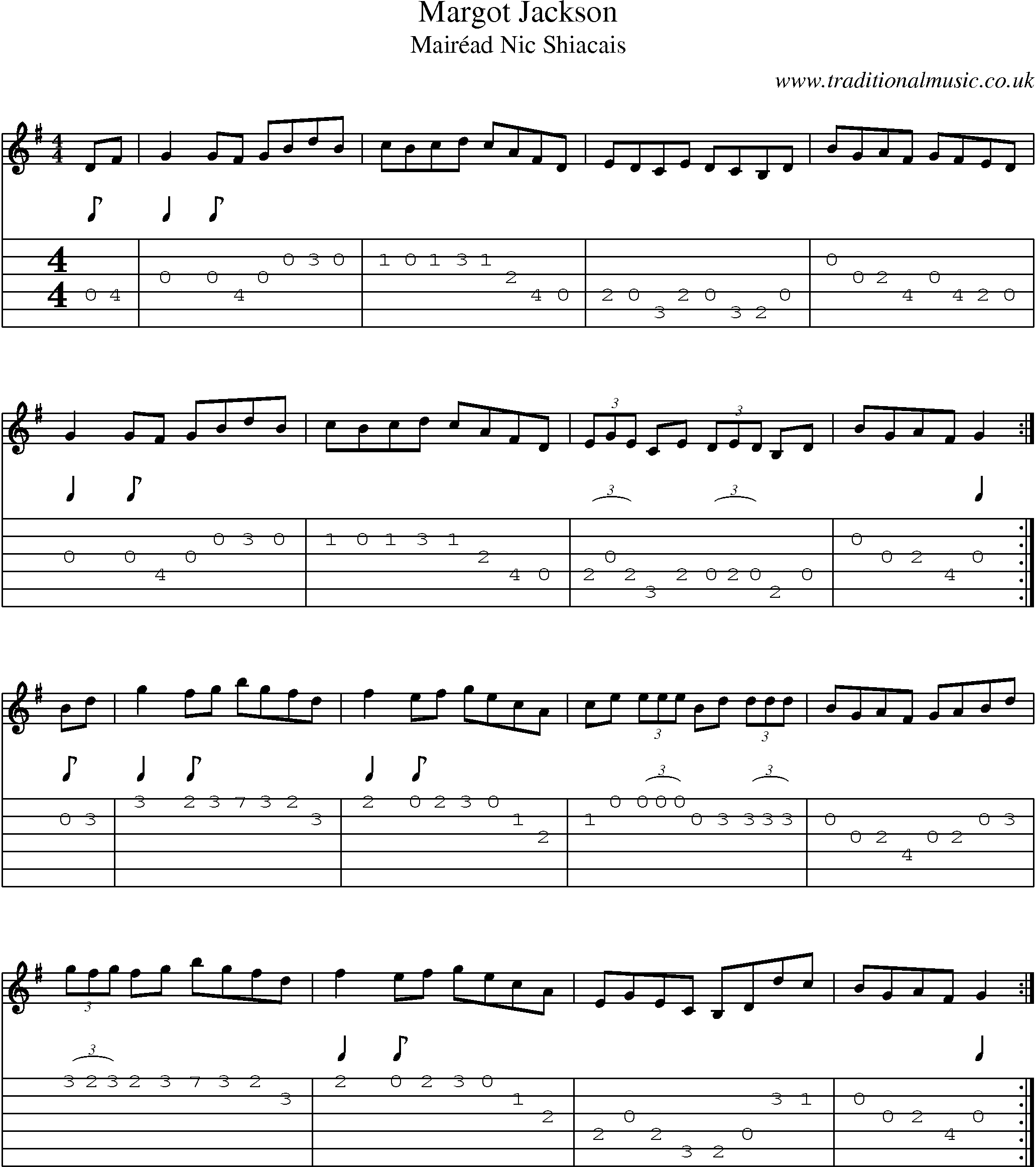 Music Score and Guitar Tabs for Margot Jackson