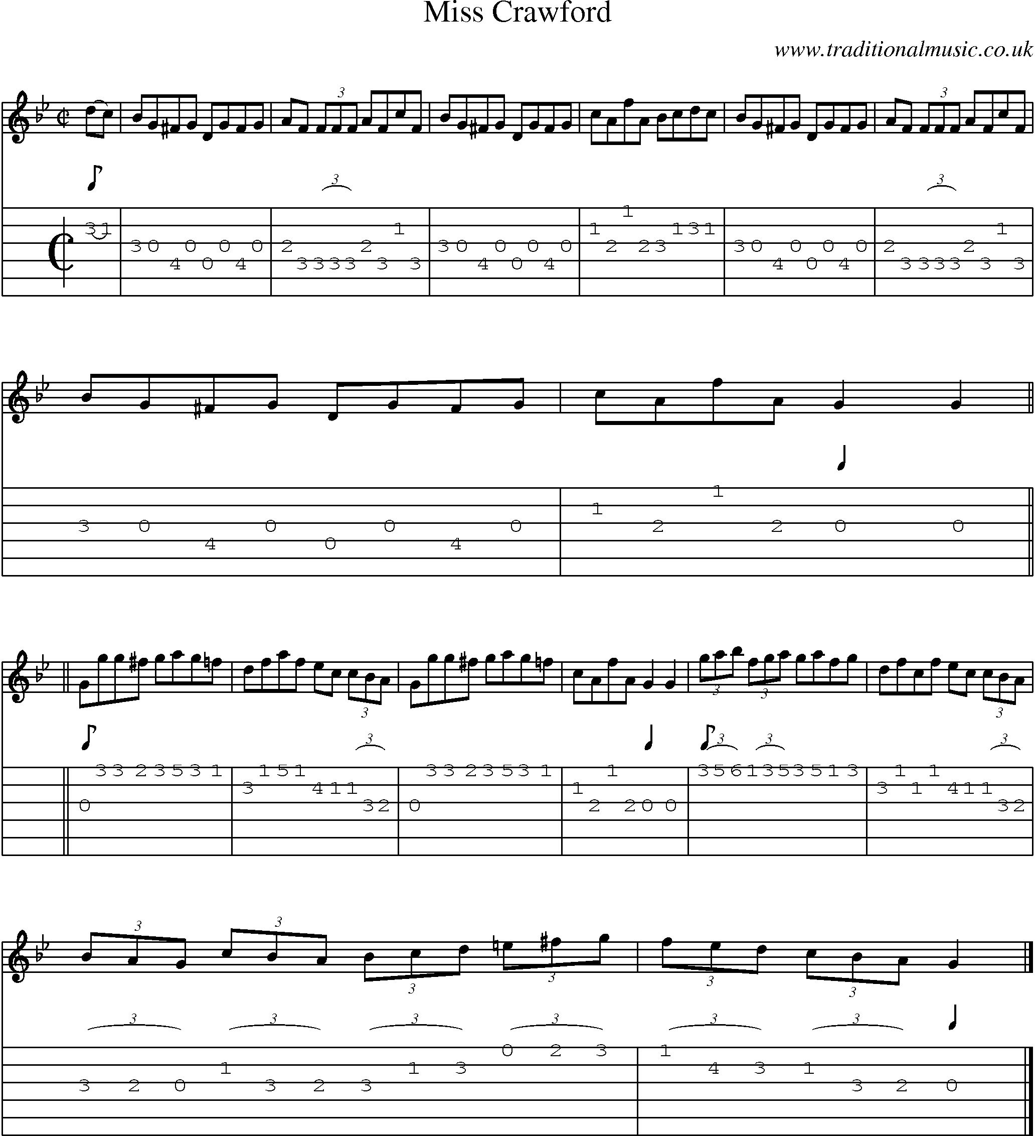 Music Score and Guitar Tabs for Miss Crawford