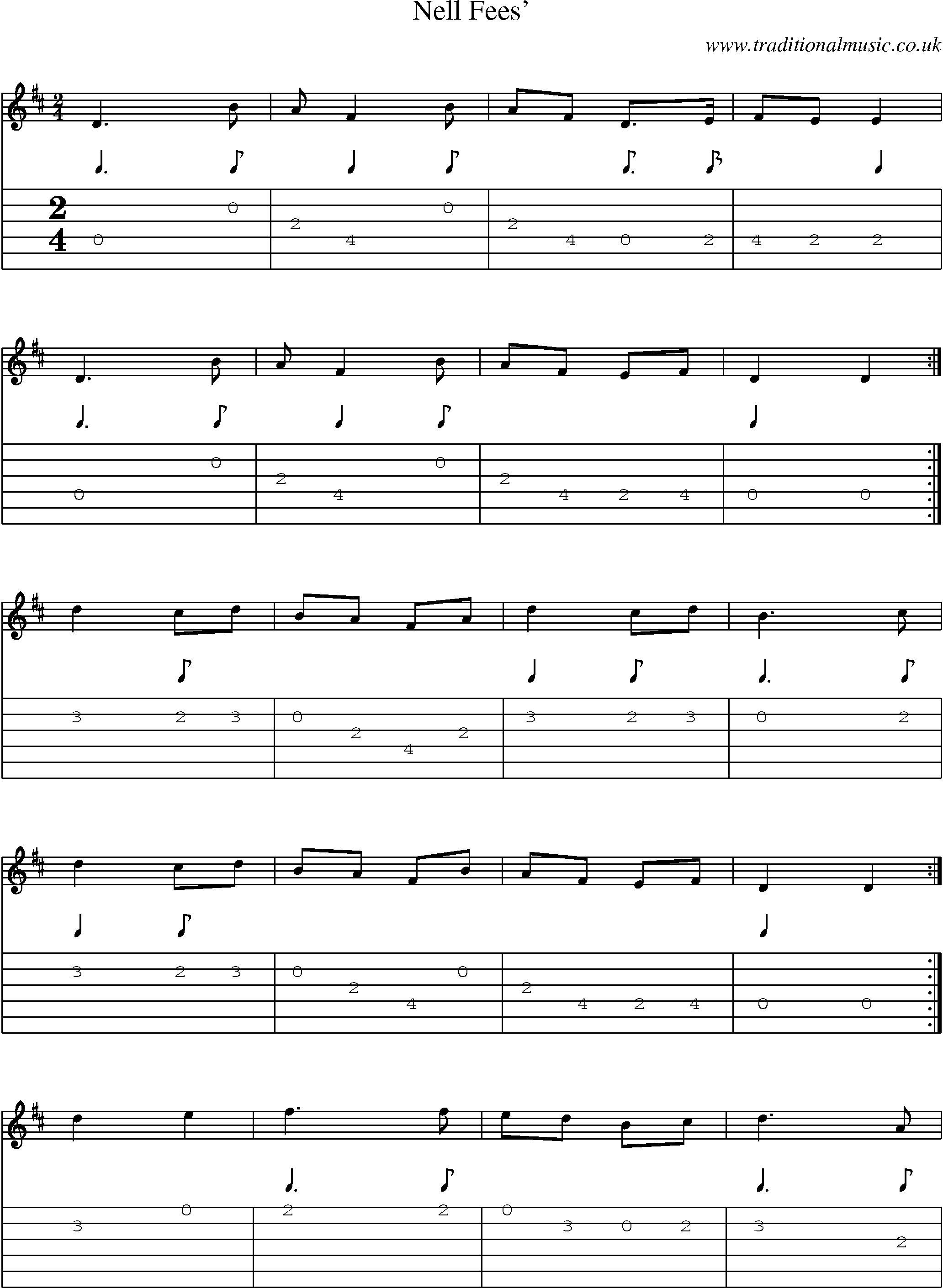 Music Score and Guitar Tabs for Nell Fees