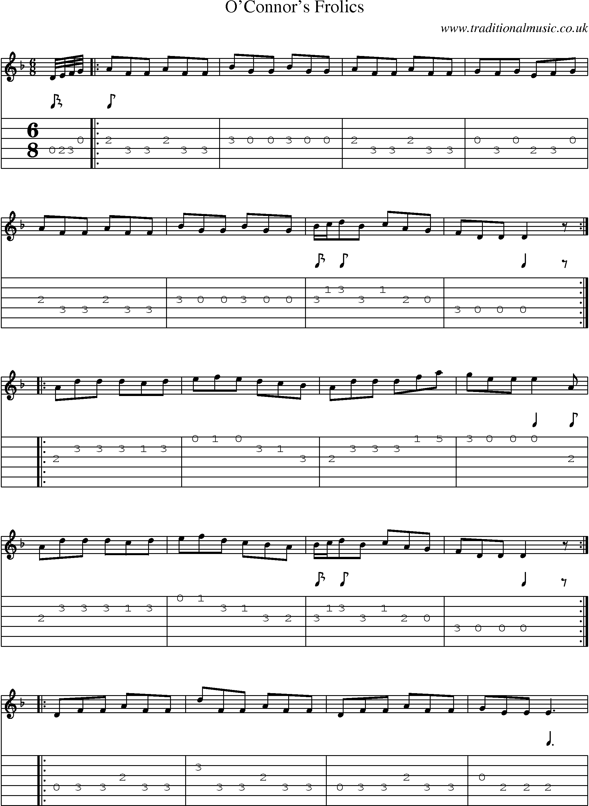 Music Score and Guitar Tabs for Oconnors Frolics