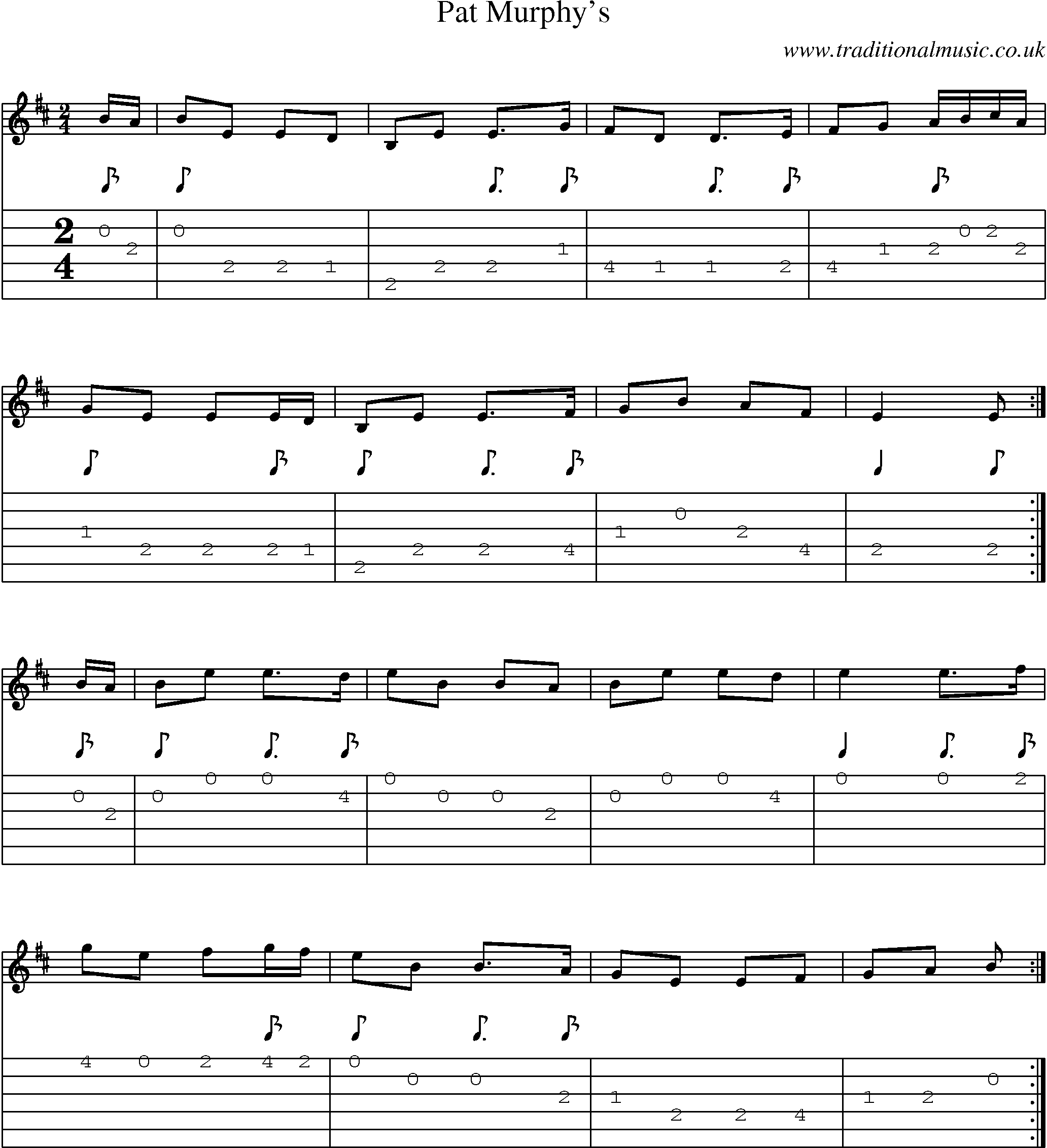 Music Score and Guitar Tabs for Pat Murphys