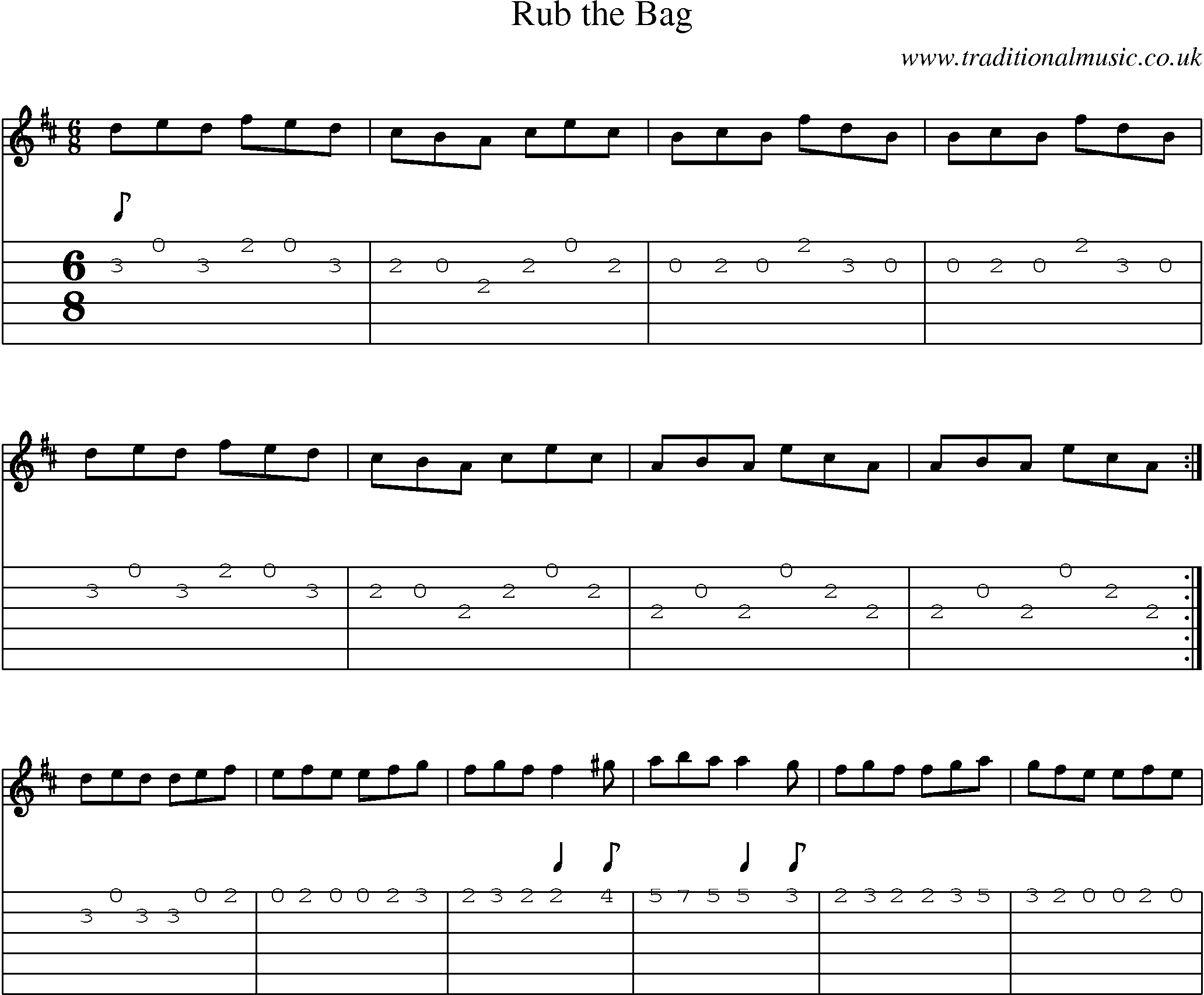 Music Score and Guitar Tabs for Rub Bag