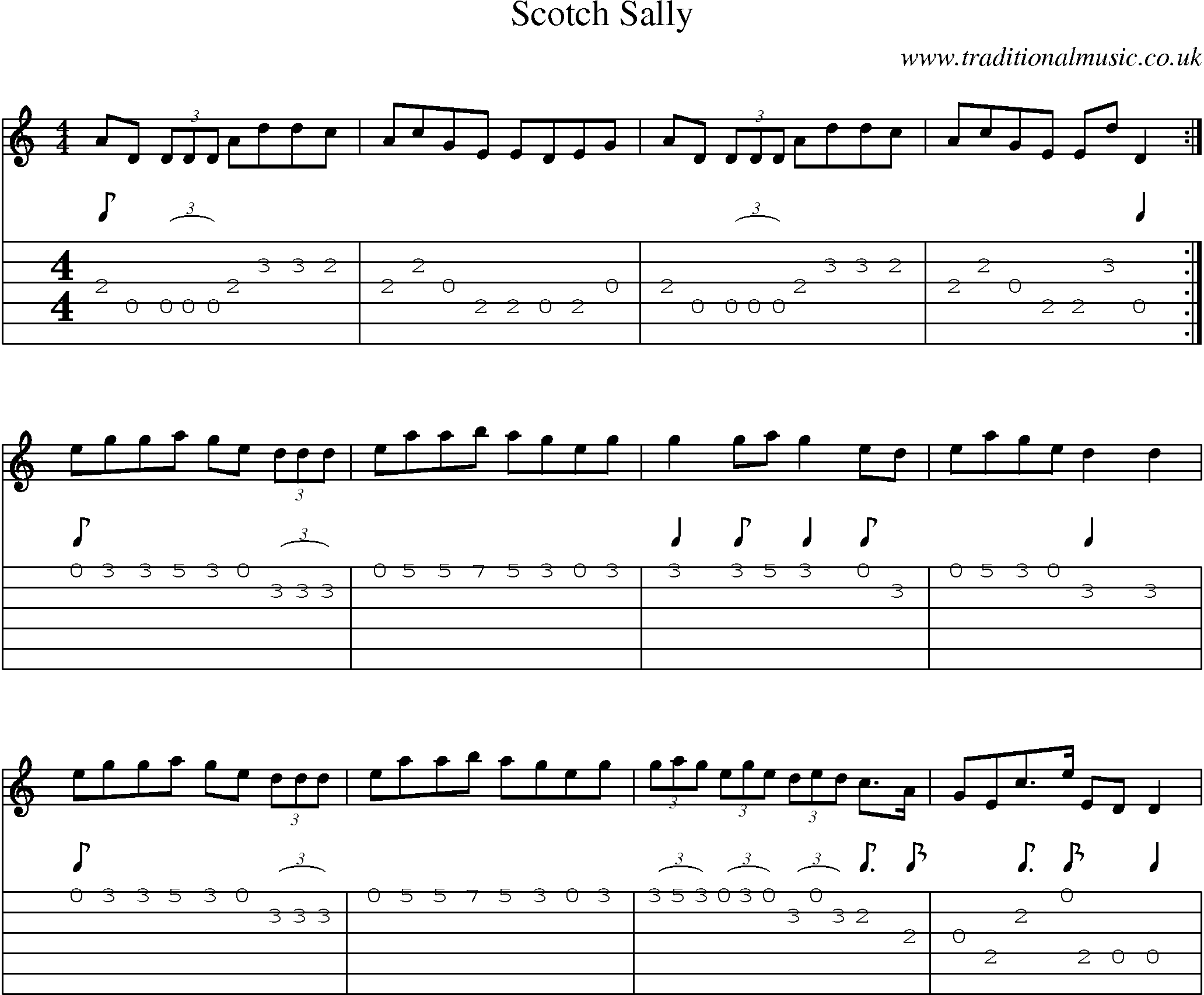 Music Score and Guitar Tabs for Scotch Sally
