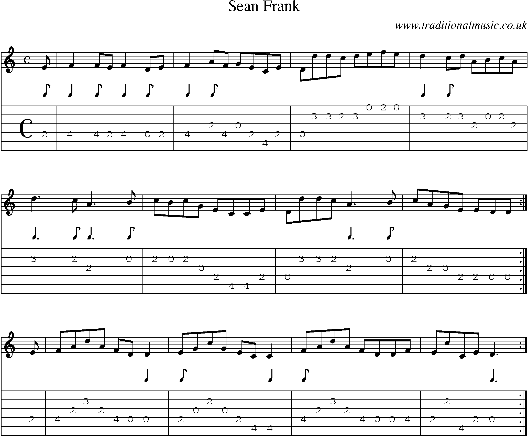 Music Score and Guitar Tabs for Sean Frank
