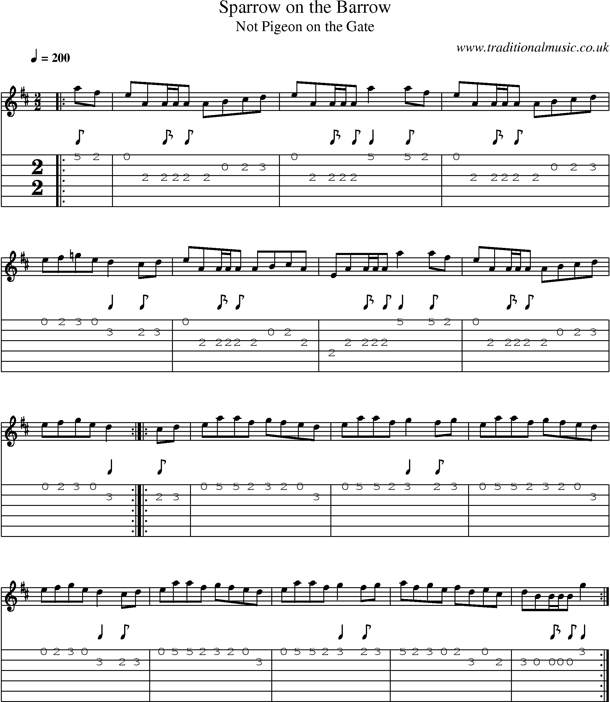 Music Score and Guitar Tabs for Sparrow On Barrow
