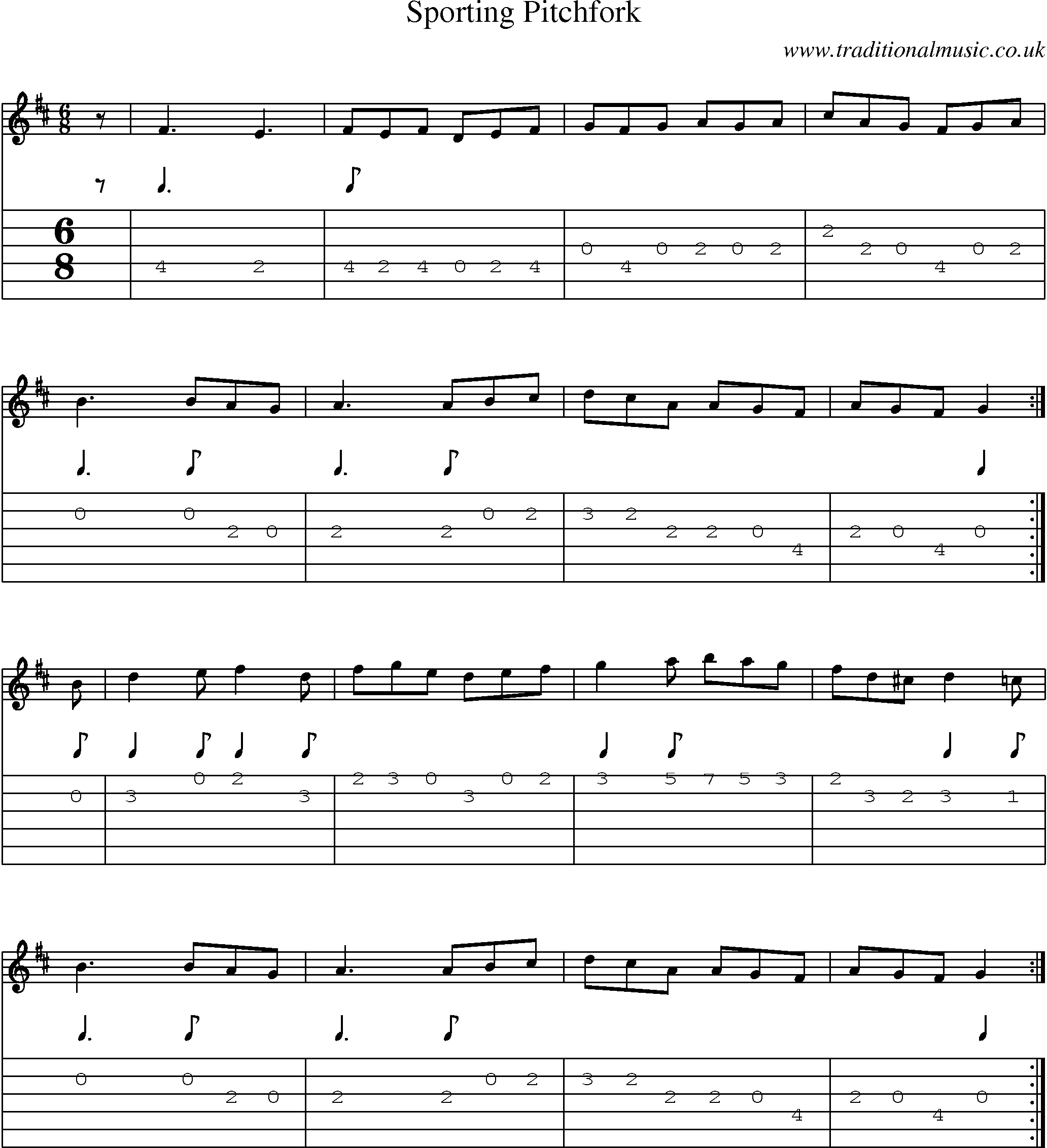 Music Score and Guitar Tabs for Sporting Pitchfork