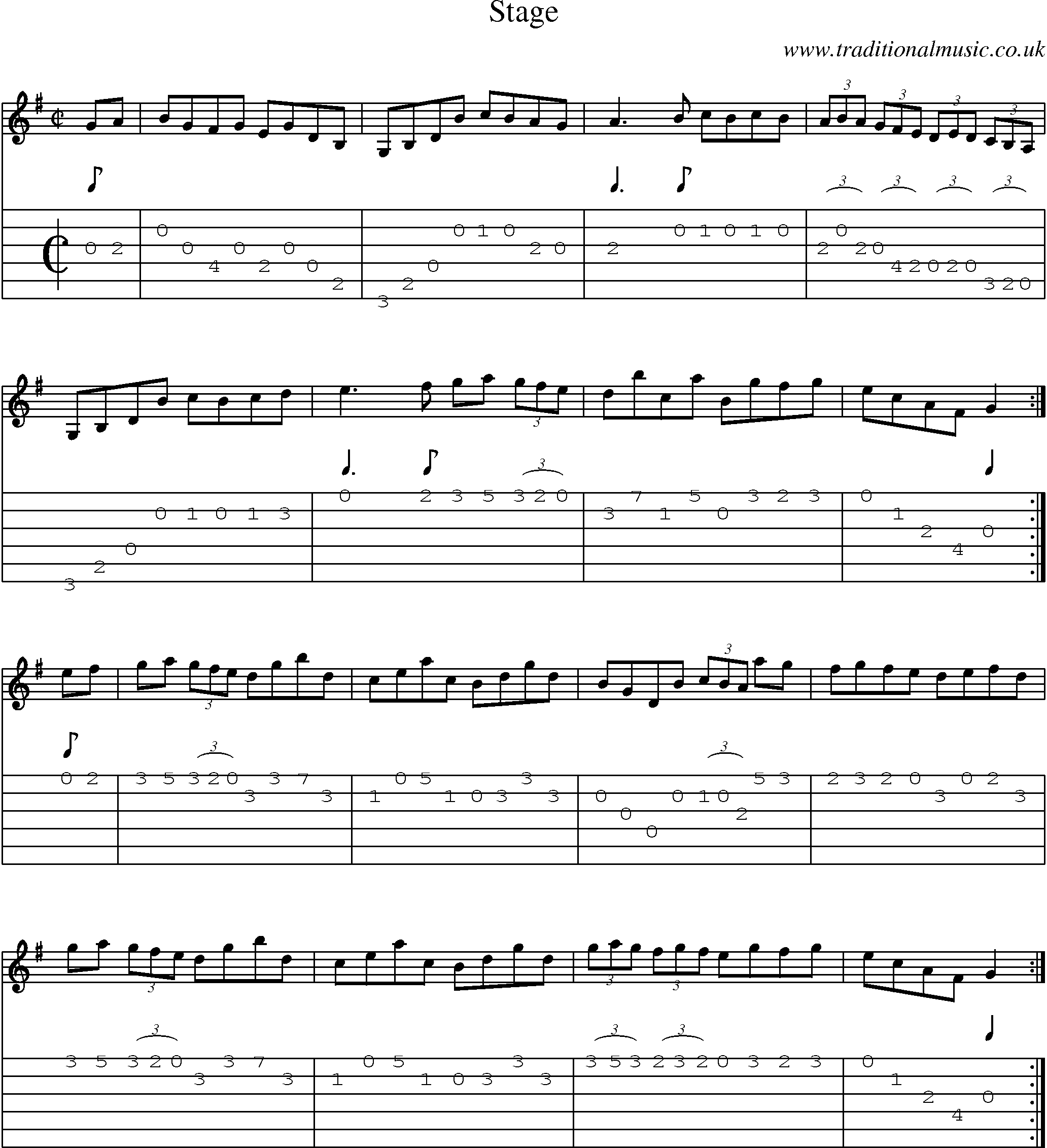 Music Score and Guitar Tabs for Stage