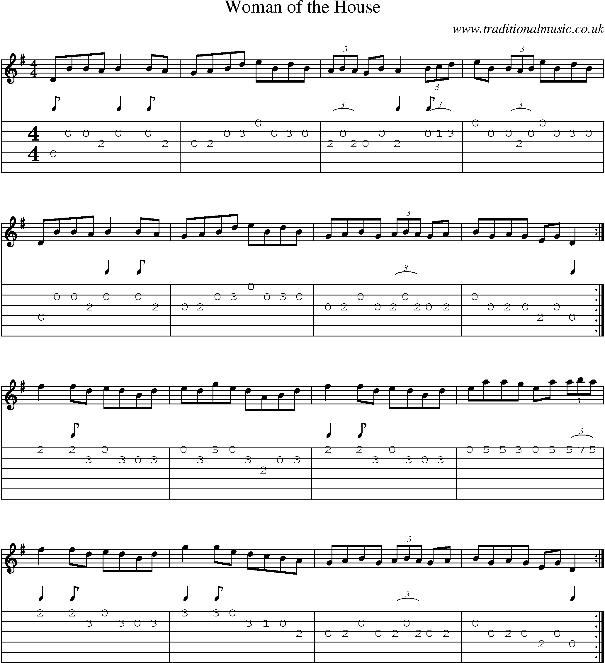 Music Score and Guitar Tabs for Woman Of House