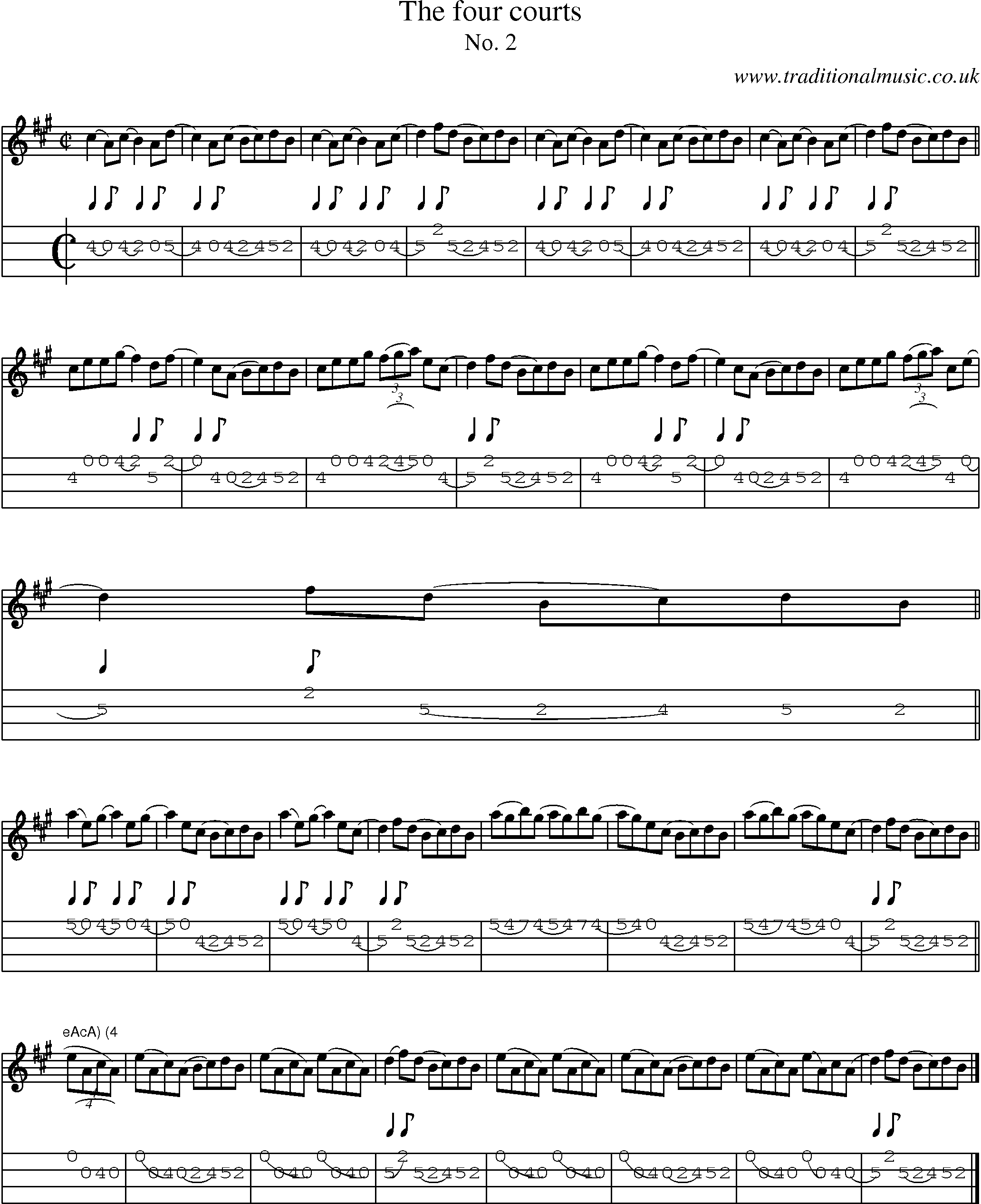 Music Score and Mandolin Tabs for Four Courts 1