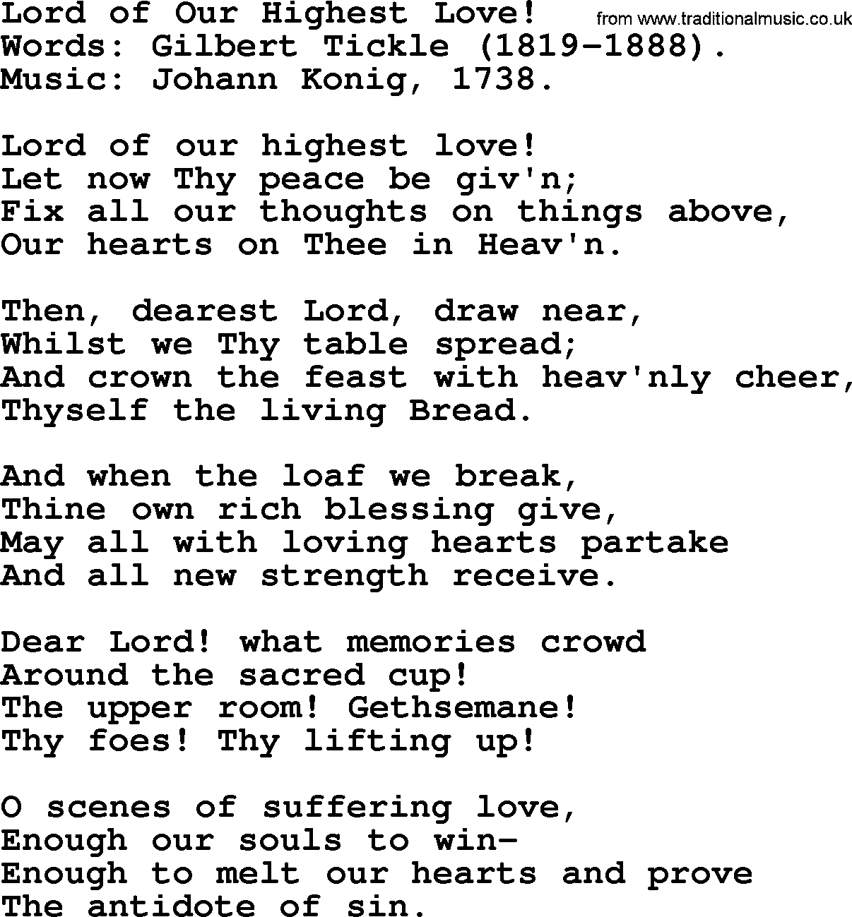 Hymns from the Psalms, Hymn: Lord Of Our Highest Love!, lyrics with PDF
