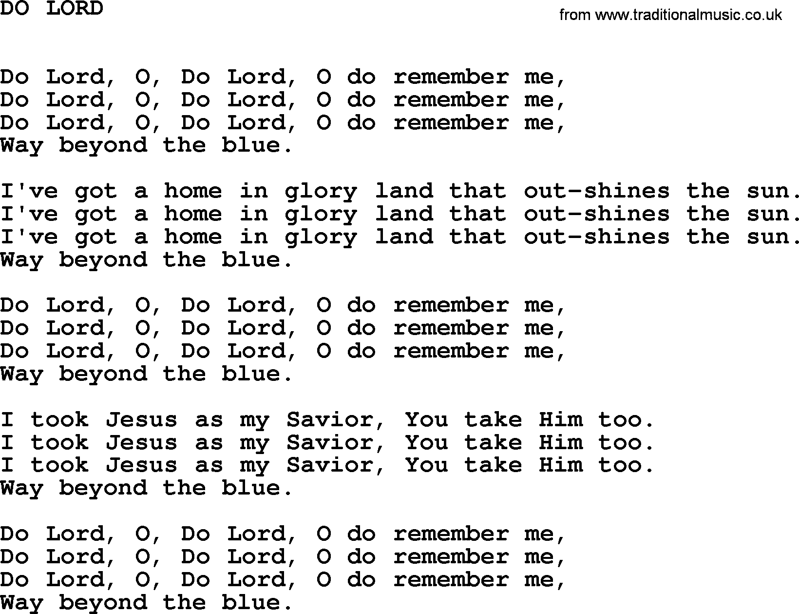 Johnny Cash song Do Lord.txt lyrics