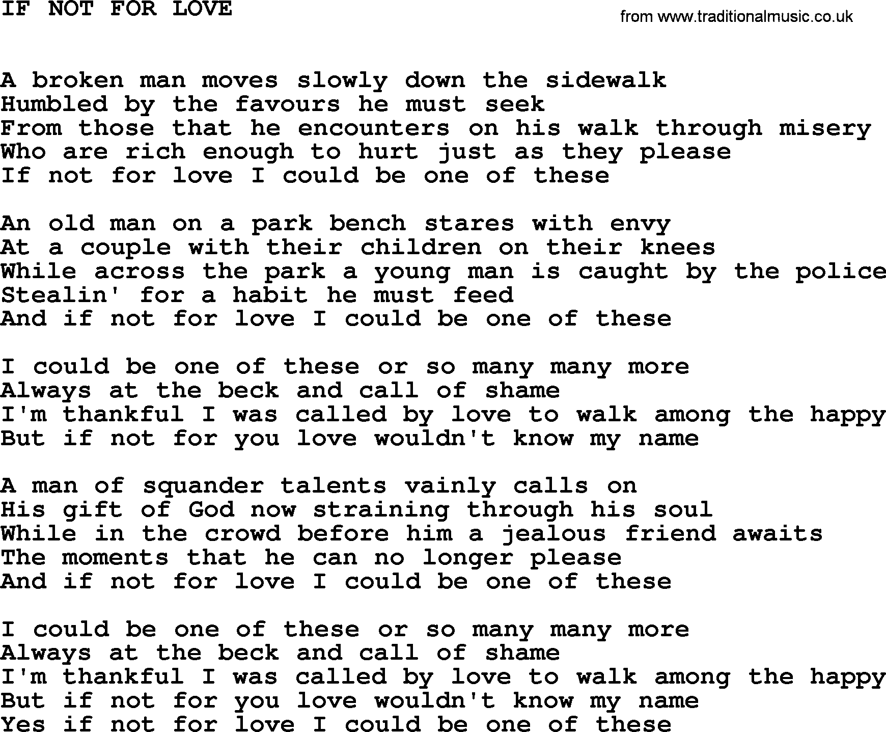 Johnny Cash song If Not For Love.txt lyrics