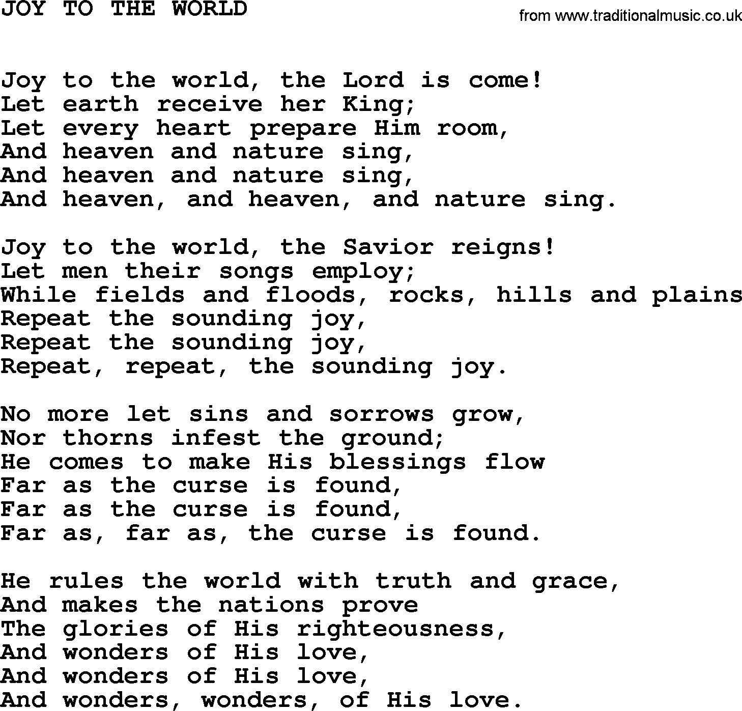 Johnny Cash song Joy To The World.txt lyrics