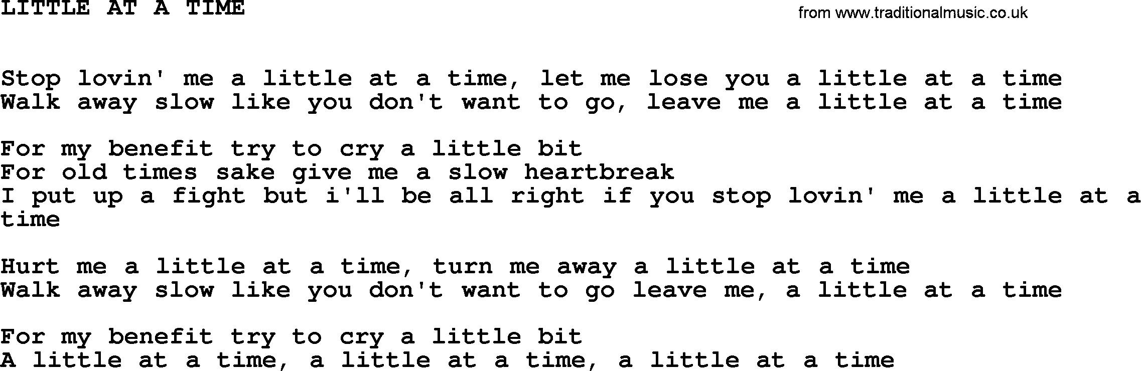Johnny Cash song Little At A Time.txt lyrics