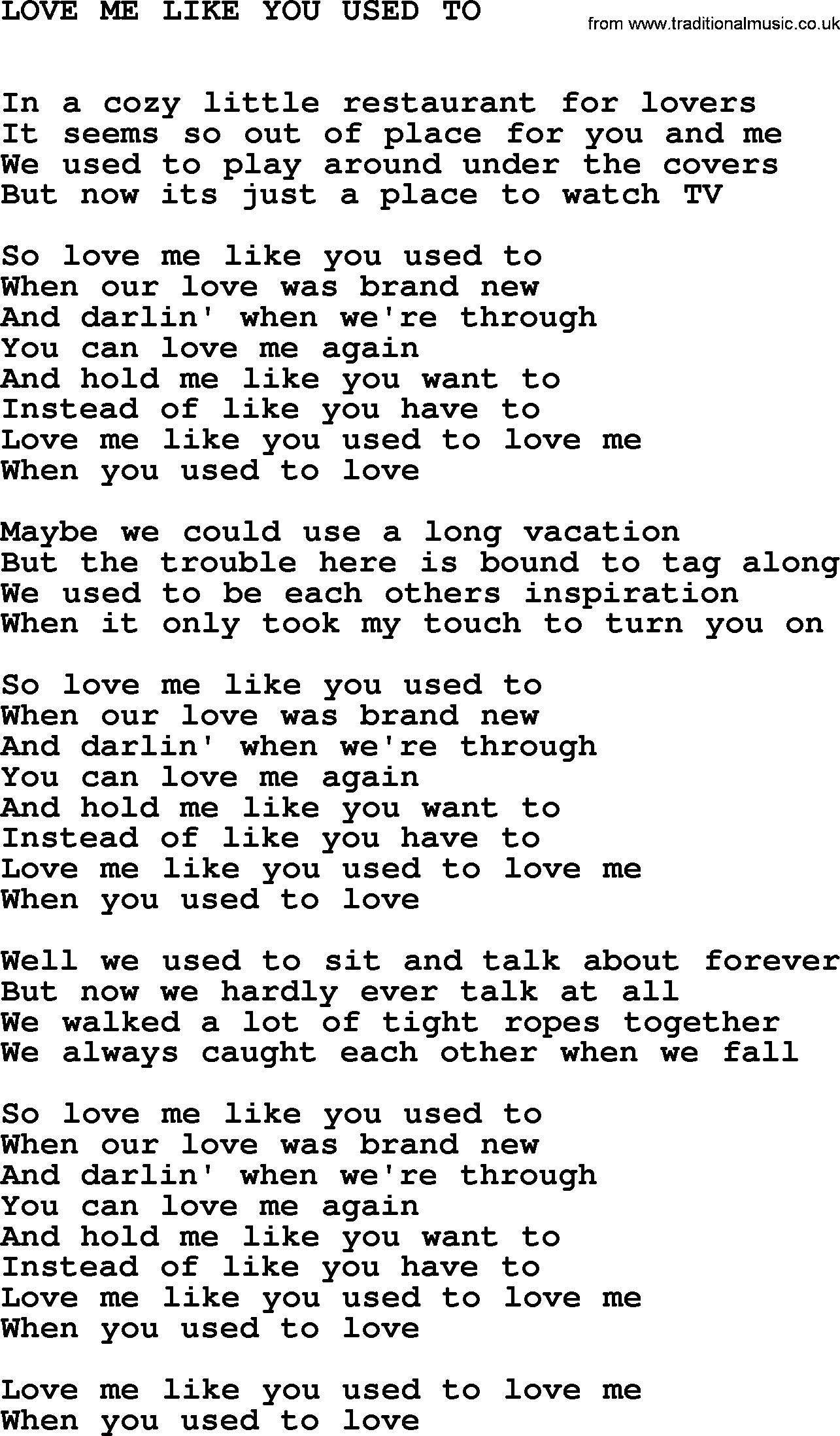 Johnny Cash Song Love Me Like You Used To Lyrics