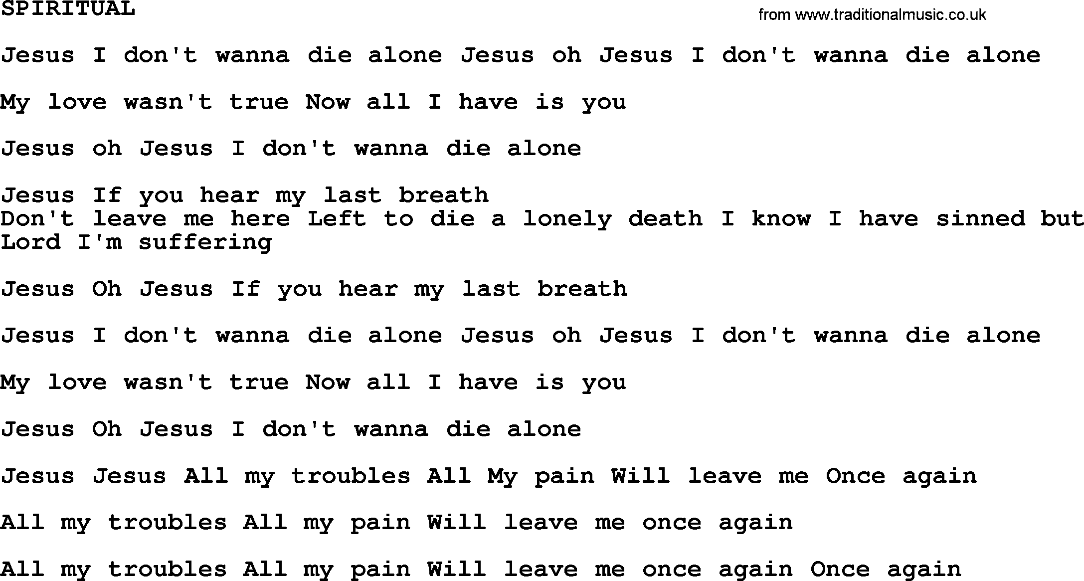 Johnny Cash song Spiritual.txt lyrics