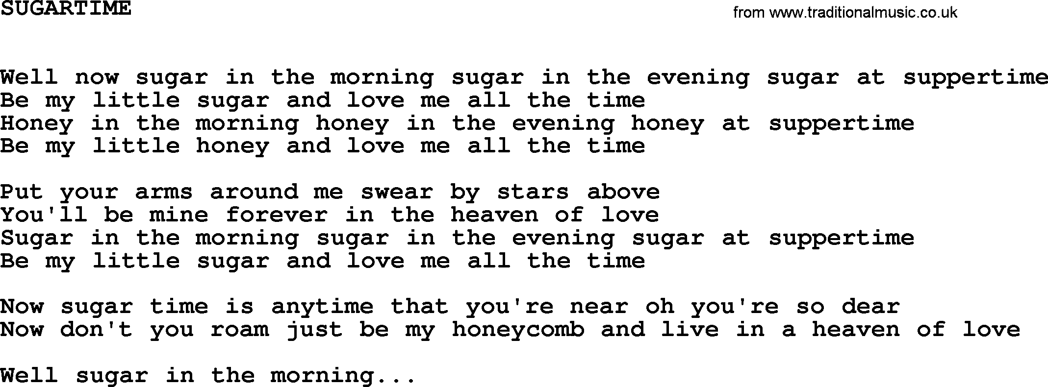 Johnny Cash song Sugartime.txt lyrics