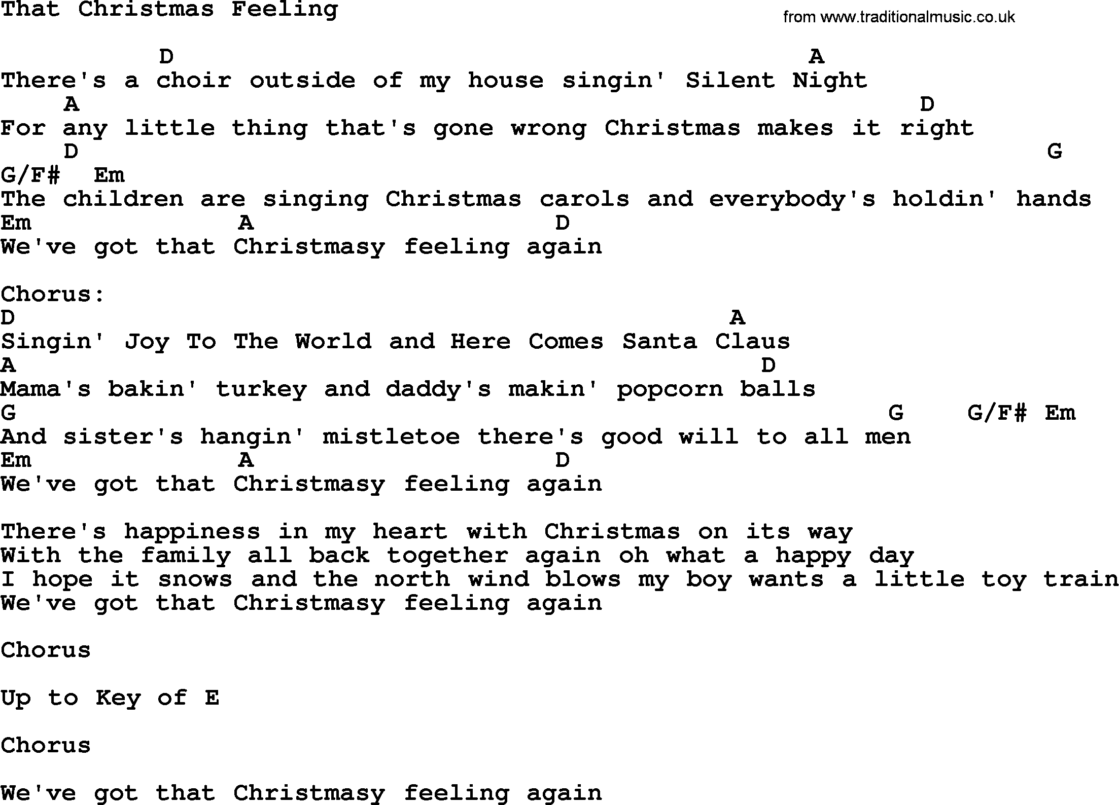 Johnny Cash song That Christmas Feeling, lyrics and chords